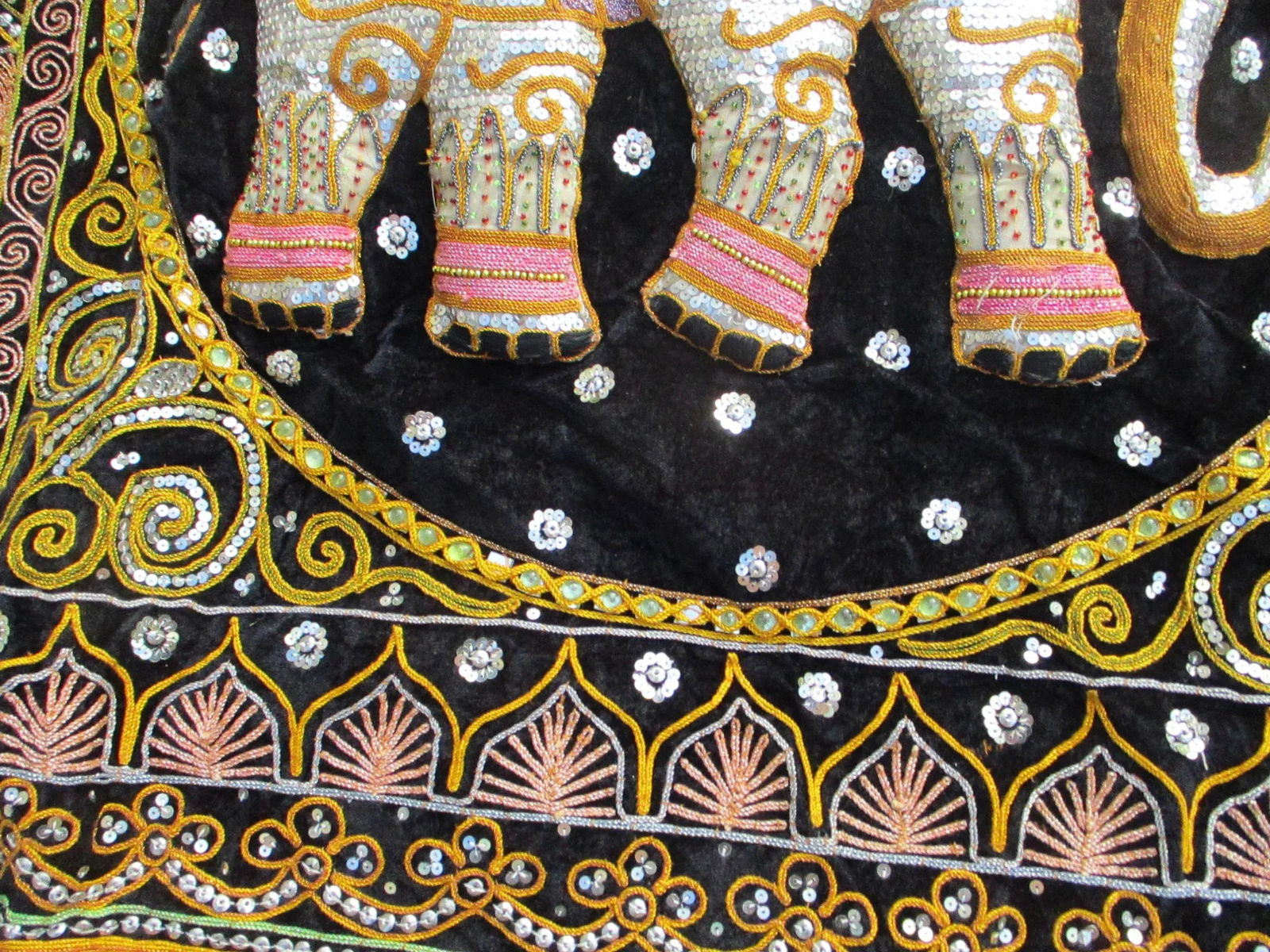 Thai Burmese Kalaga Embroidered Elephant Panel - 3