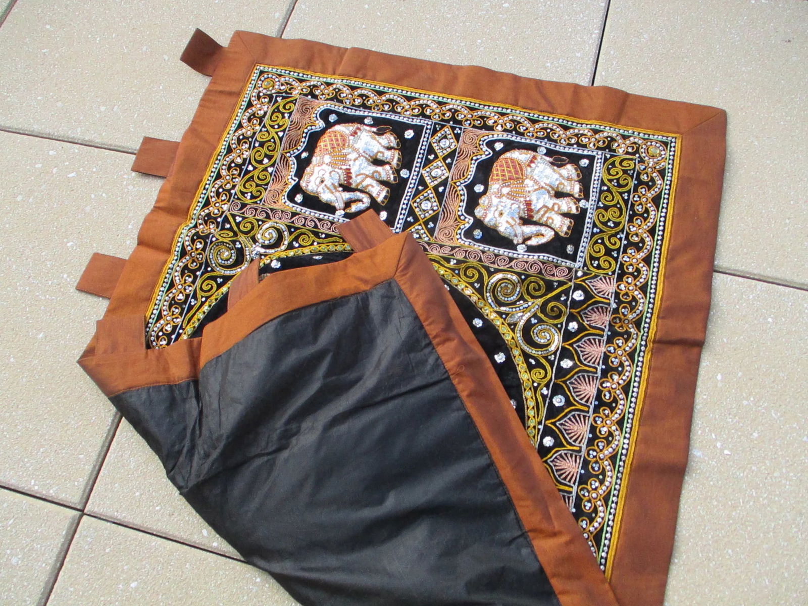 Thai Burmese Kalaga Embroidered Elephant Panel - 8