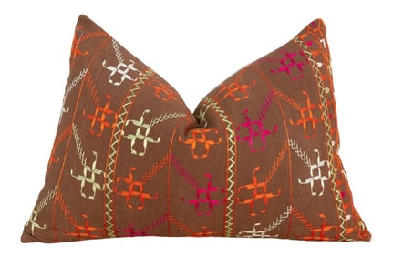 Rani Antique Indian Folk Lumbar Pillow
