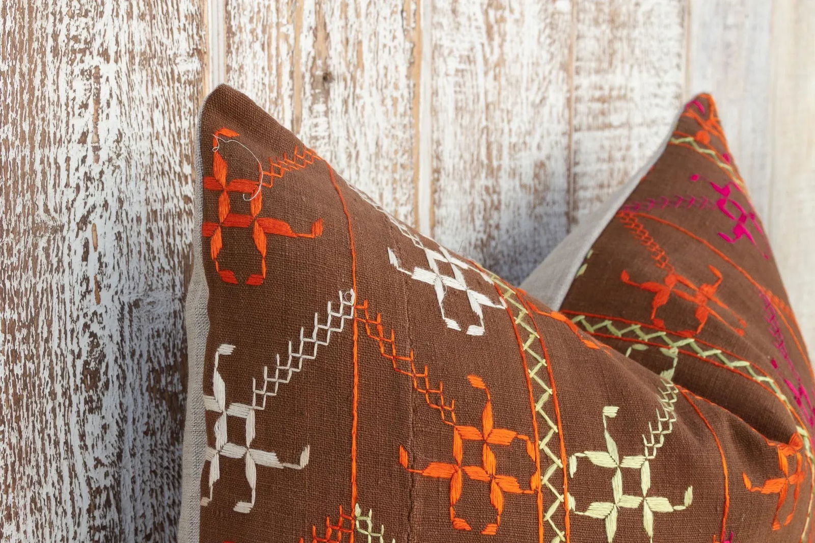 Rani Antique Indian Folk Lumbar Pillow - 4