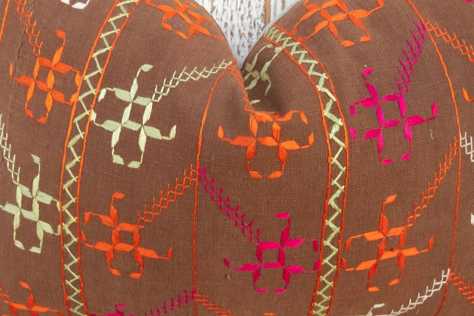 Rani Antique Indian Folk Lumbar Pillow - 5