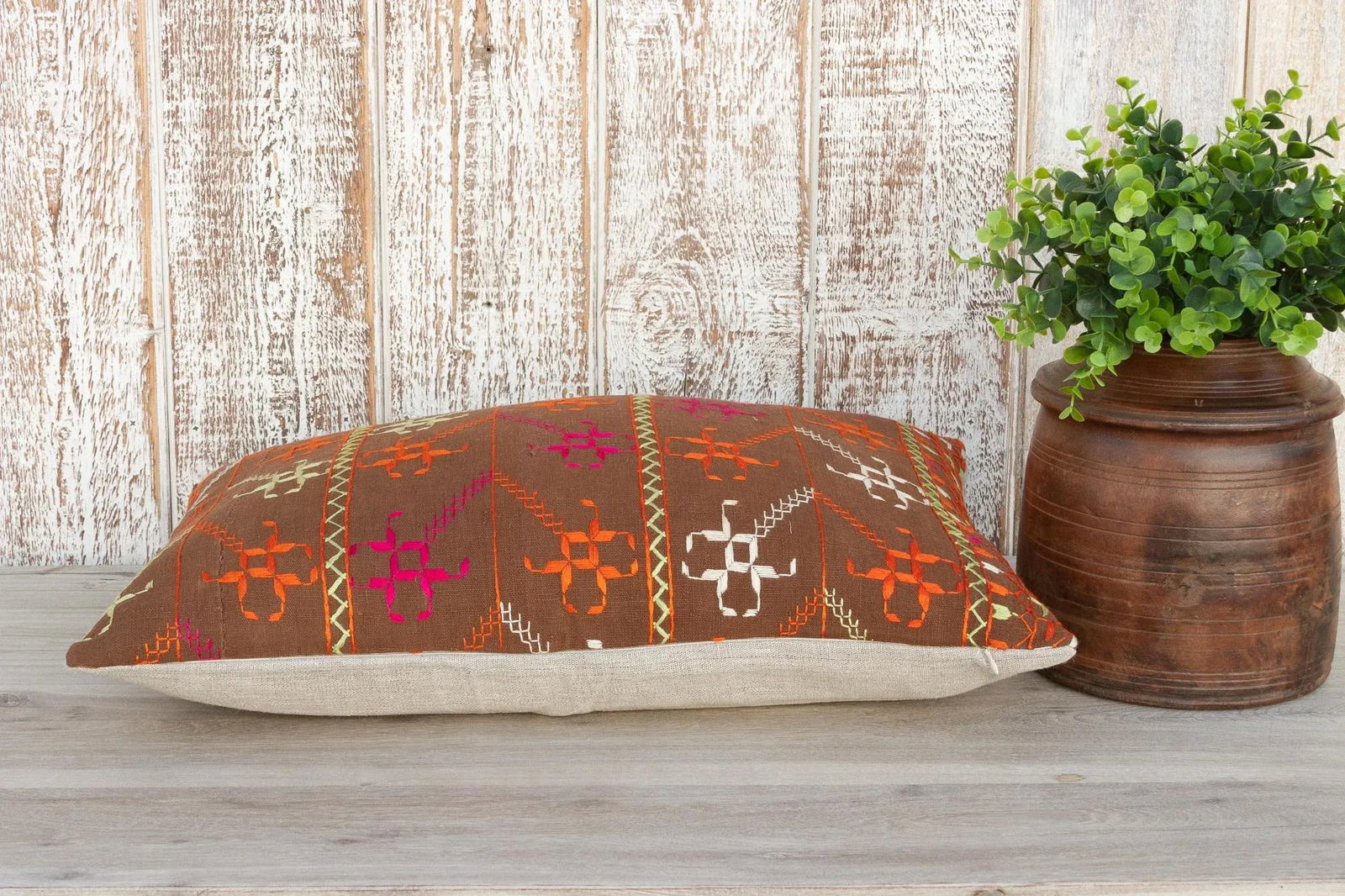 Rani Antique Indian Folk Lumbar Pillow - 8