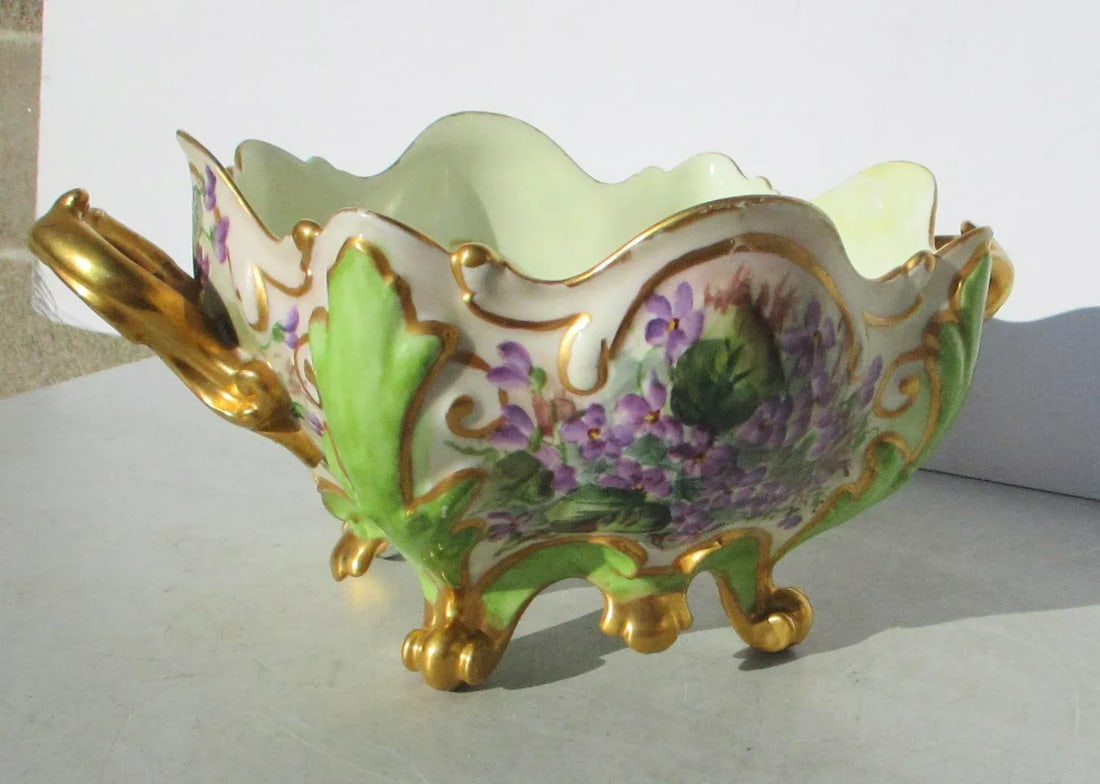 Antique Elite Limoges France Hand-Painted CenterBowl - 3