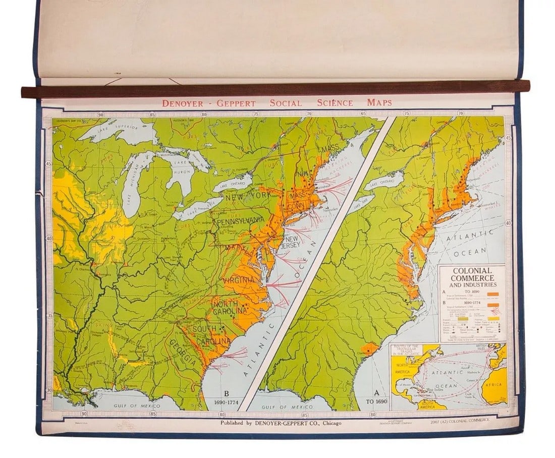 Vintage Colonial Commerce & Industries Map (1 of 4)