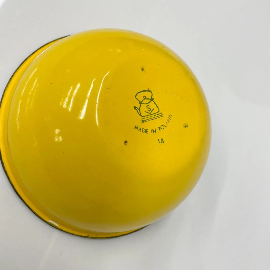 1970s Yellow White & Black Modern Poland Huta Silesia Enamelware Bowl - 5