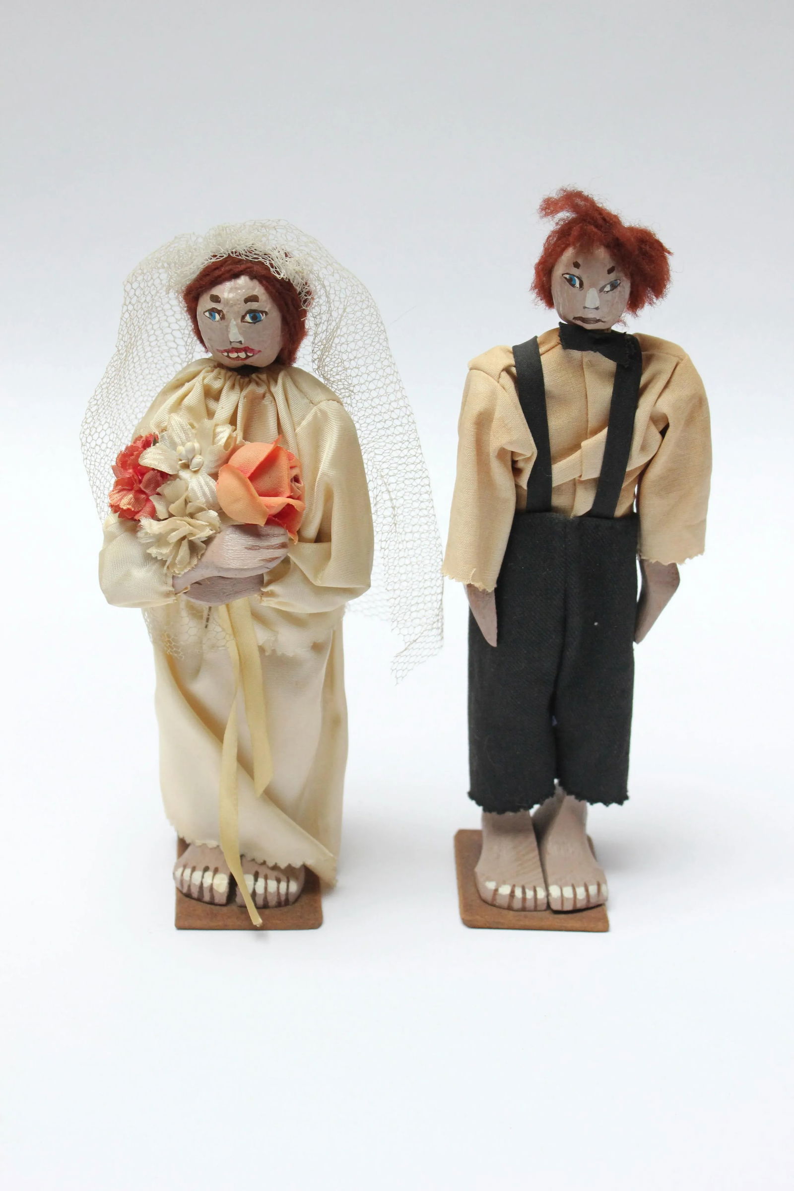 Outsider Art Hand-Carved "Shotgun Wedding" Tableau - 10