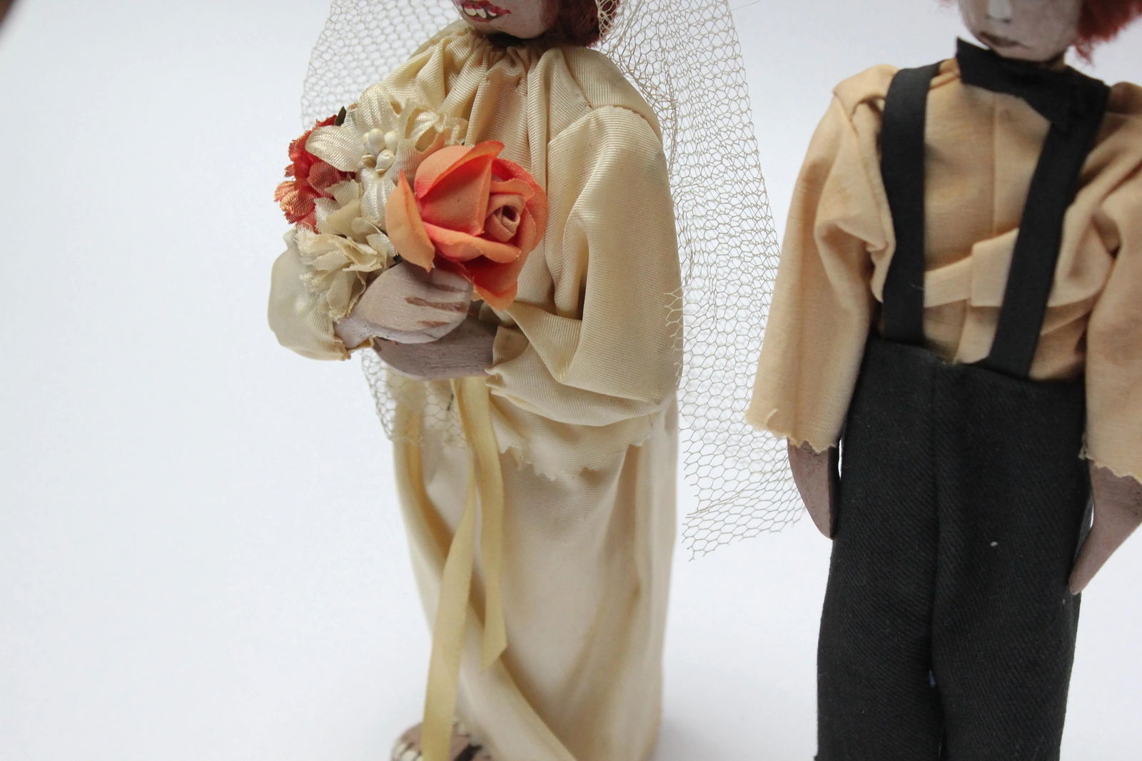 Outsider Art Hand-Carved "Shotgun Wedding" Tableau - 11