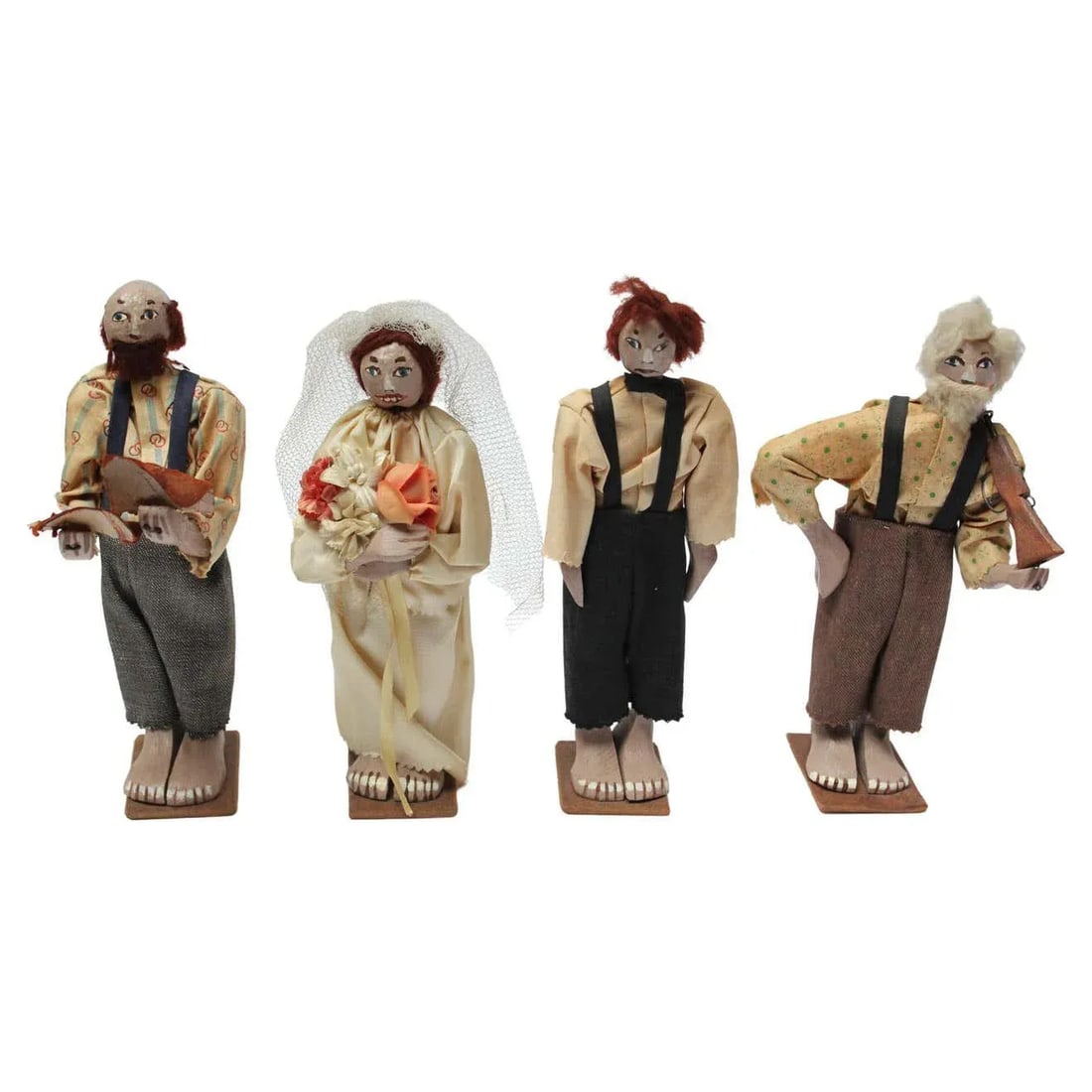 Outsider Art Hand-Carved "Shotgun Wedding" Tableau - 13