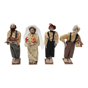 Outsider Art Hand-Carved "Shotgun Wedding" Tableau