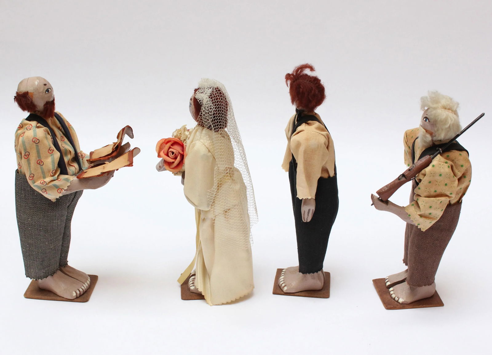 Outsider Art Hand-Carved "Shotgun Wedding" Tableau - 2