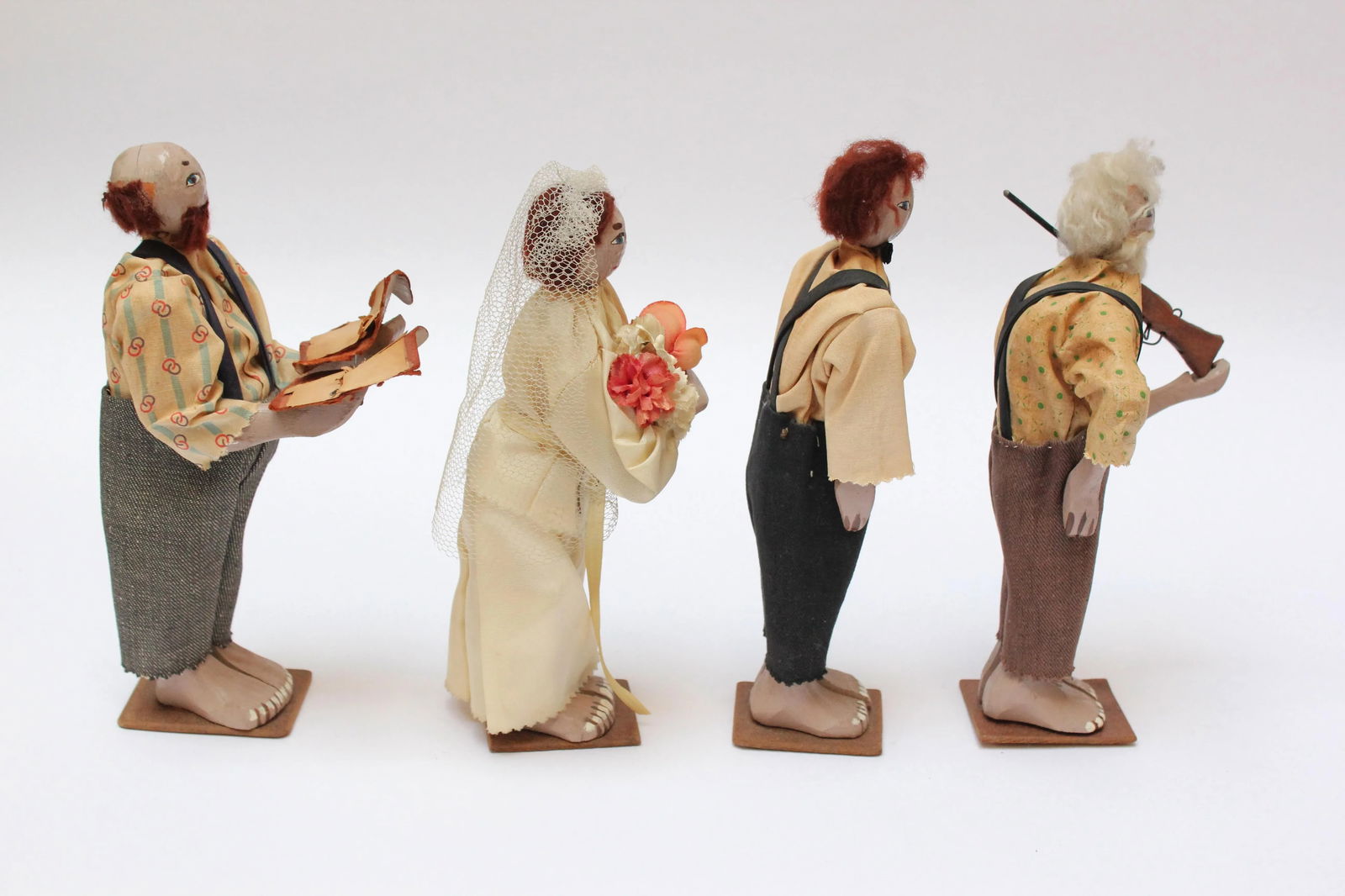 Outsider Art Hand-Carved "Shotgun Wedding" Tableau - 3