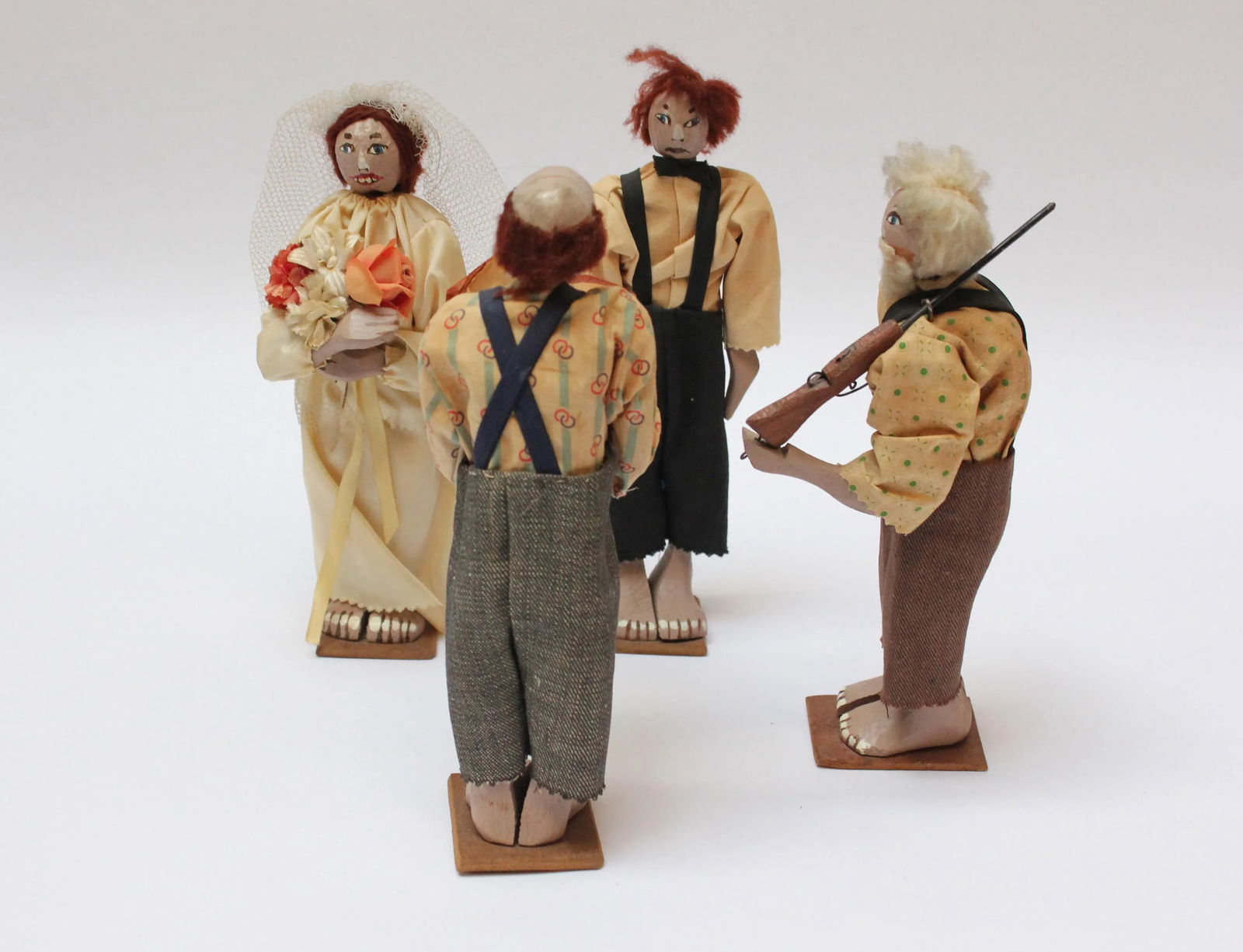 Outsider Art Hand-Carved "Shotgun Wedding" Tableau - 6