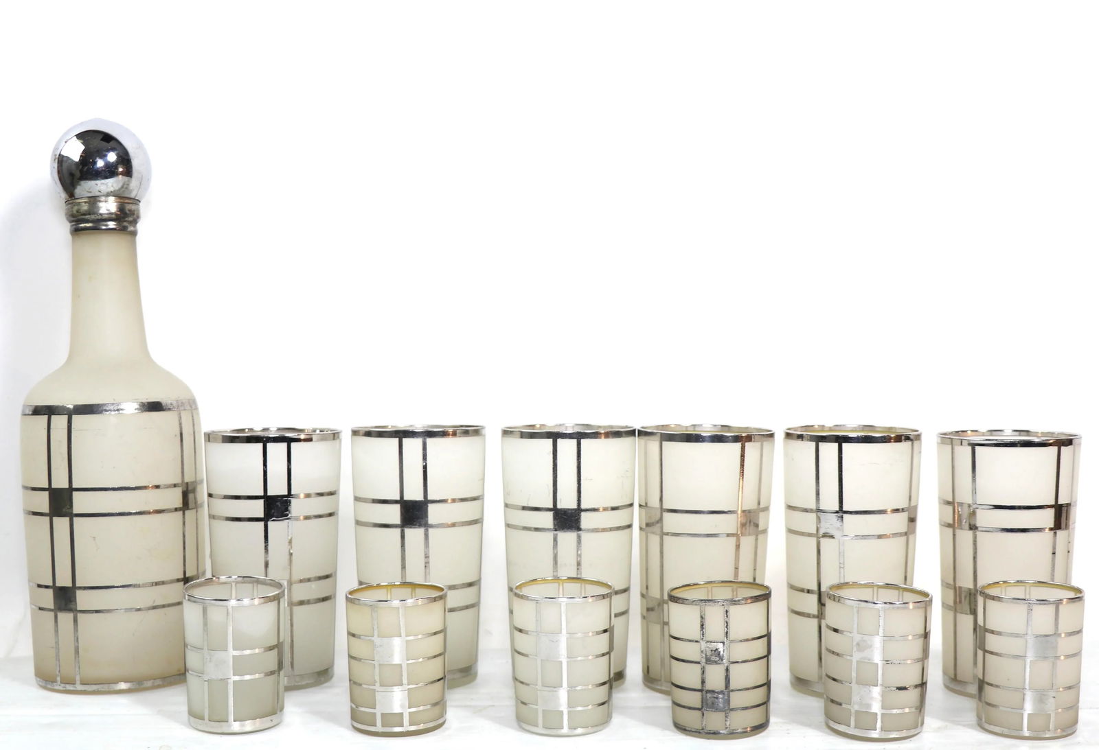 1930s Fostoria Silver Overlay Art Deco Bar Cocktail Set- 13 Pieces - 11