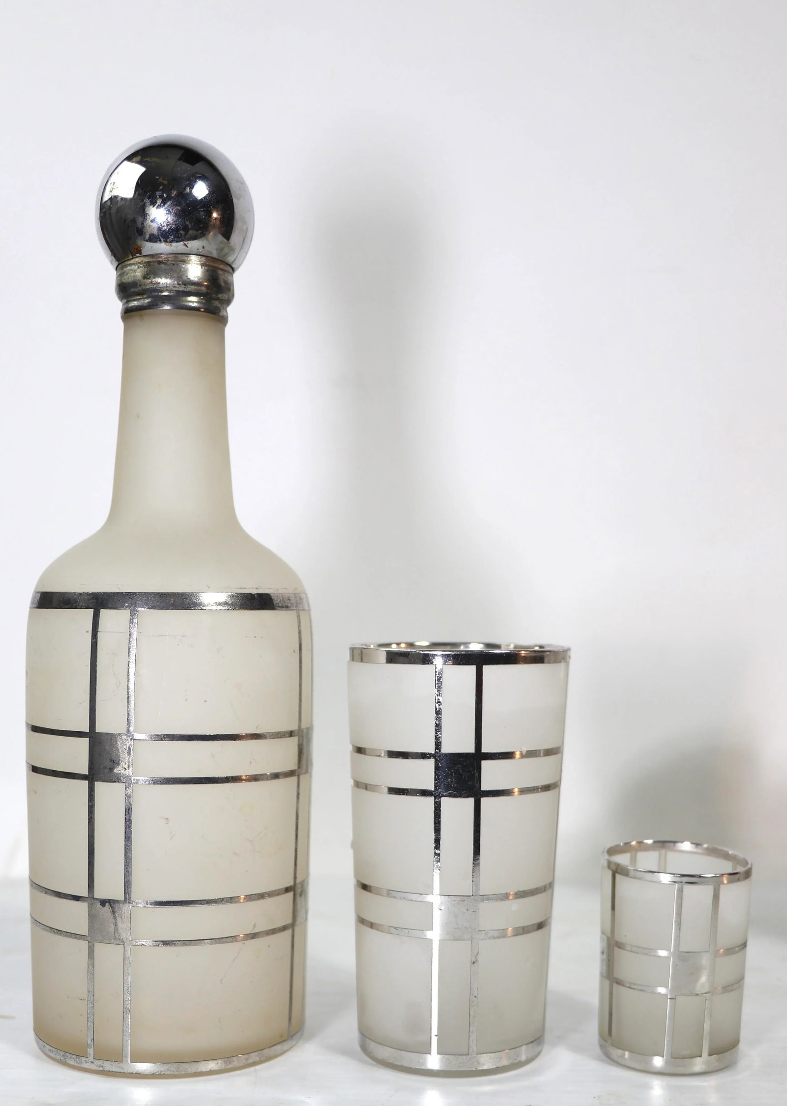 1930s Fostoria Silver Overlay Art Deco Bar Cocktail Set- 13 Pieces - 7