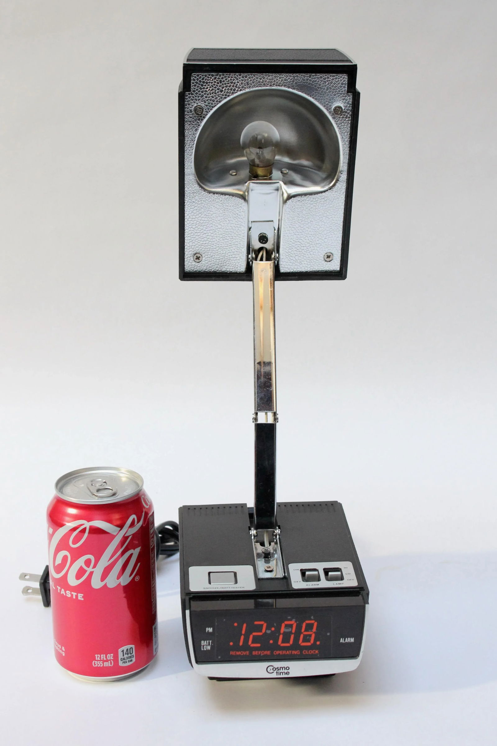 Vintage Collapsible Articulating Alarm Clock Lamp by Cosmo Time - 9