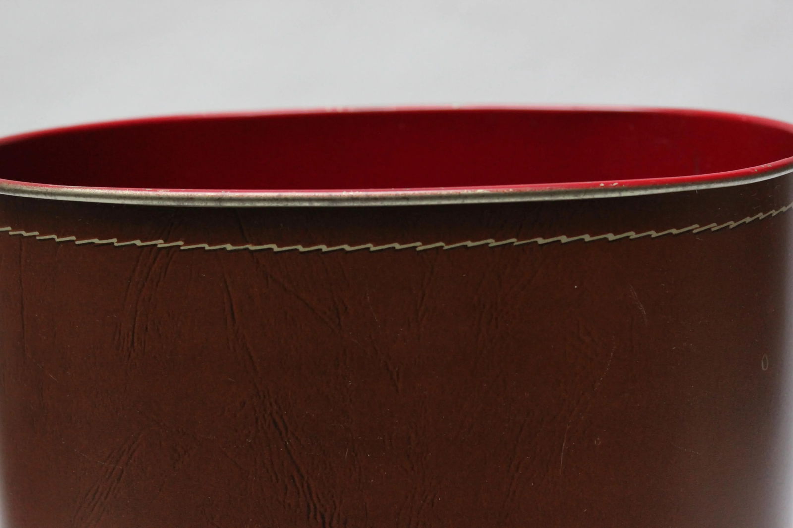 Vintage Cheinco "Pocketbook" Tin Litho Wastebasket - 12