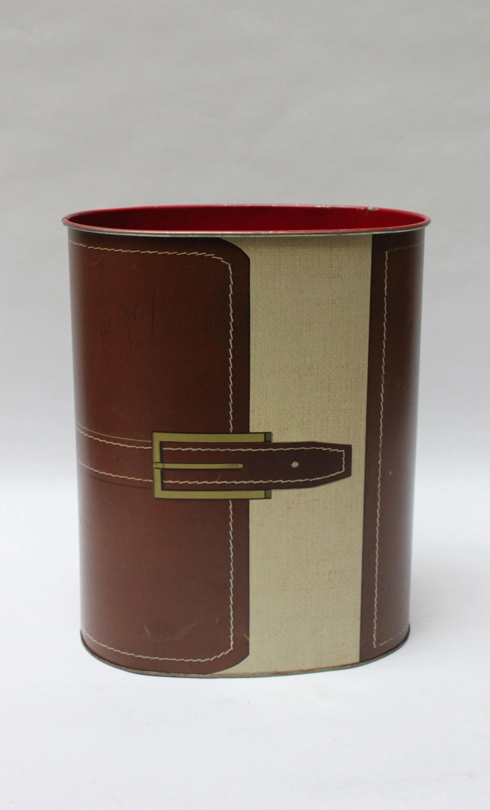 Vintage Cheinco "Pocketbook" Tin Litho Wastebasket - 3