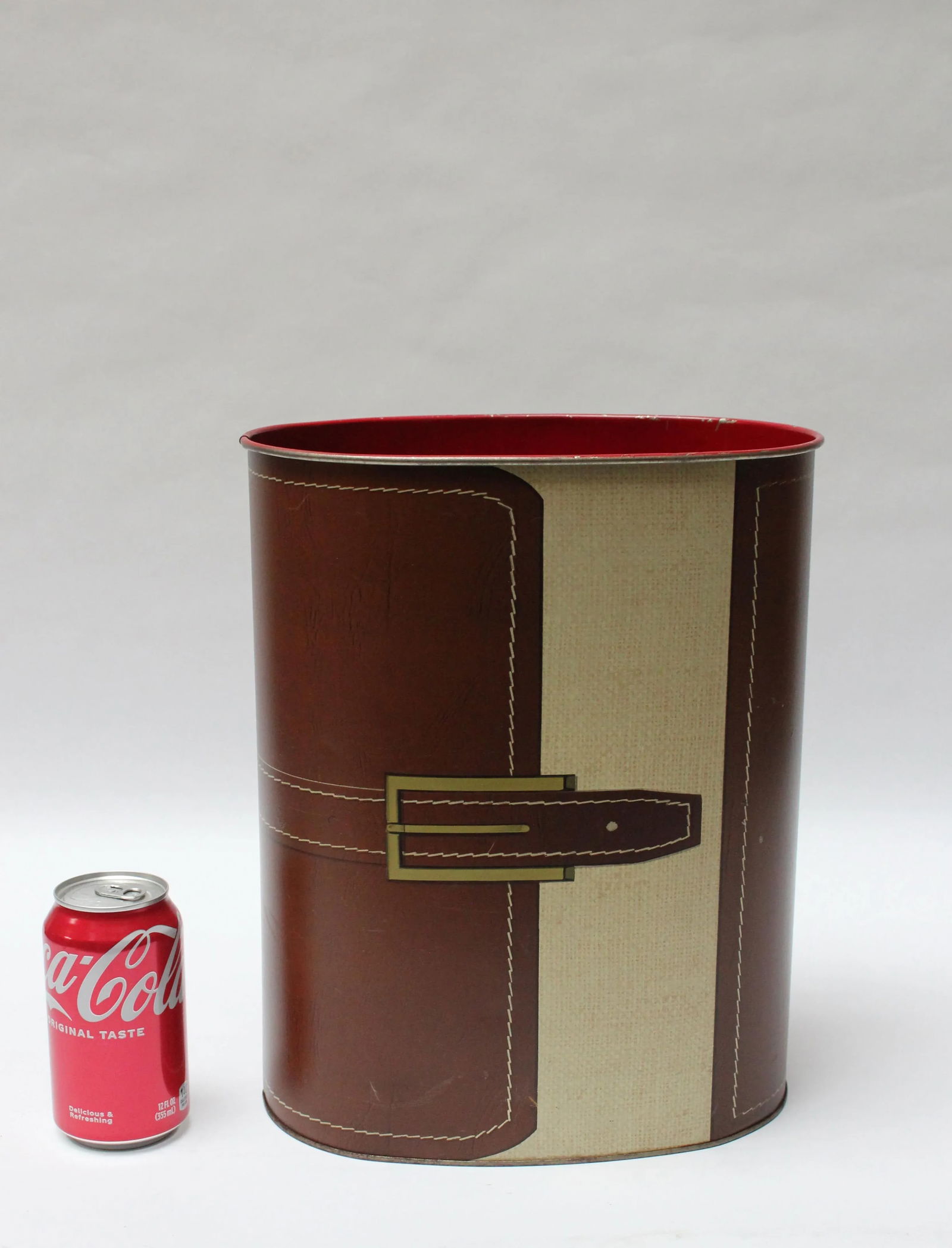 Vintage Cheinco "Pocketbook" Tin Litho Wastebasket - 8