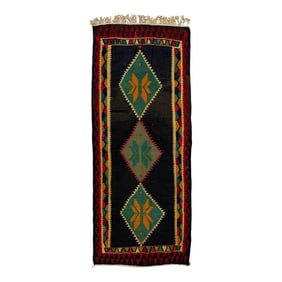 Vintage Kilim Brown Handmade Flatweave Tribal Wool Runner