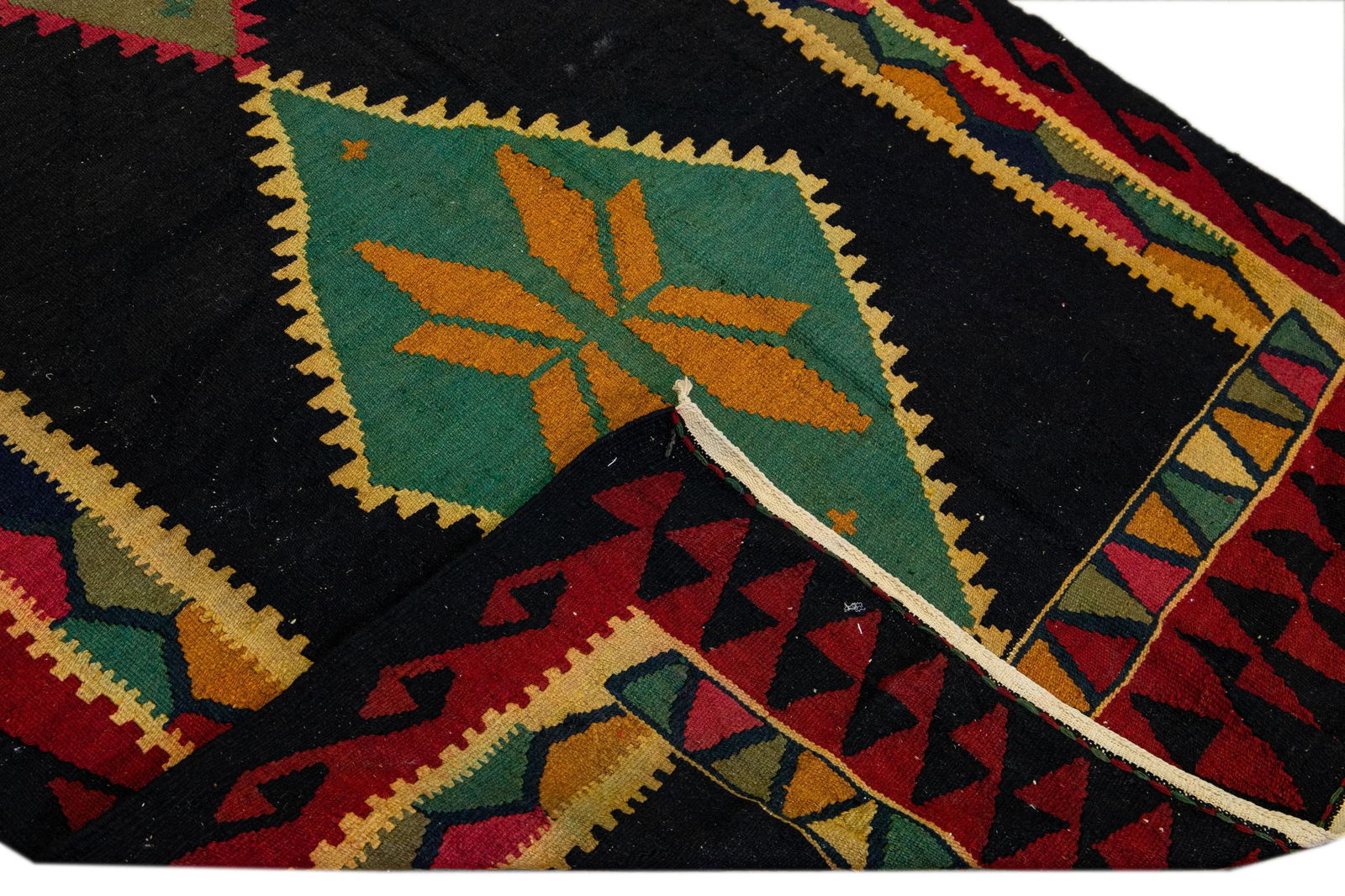 Vintage Kilim Brown Handmade Flatweave Tribal Wool Runner - 2