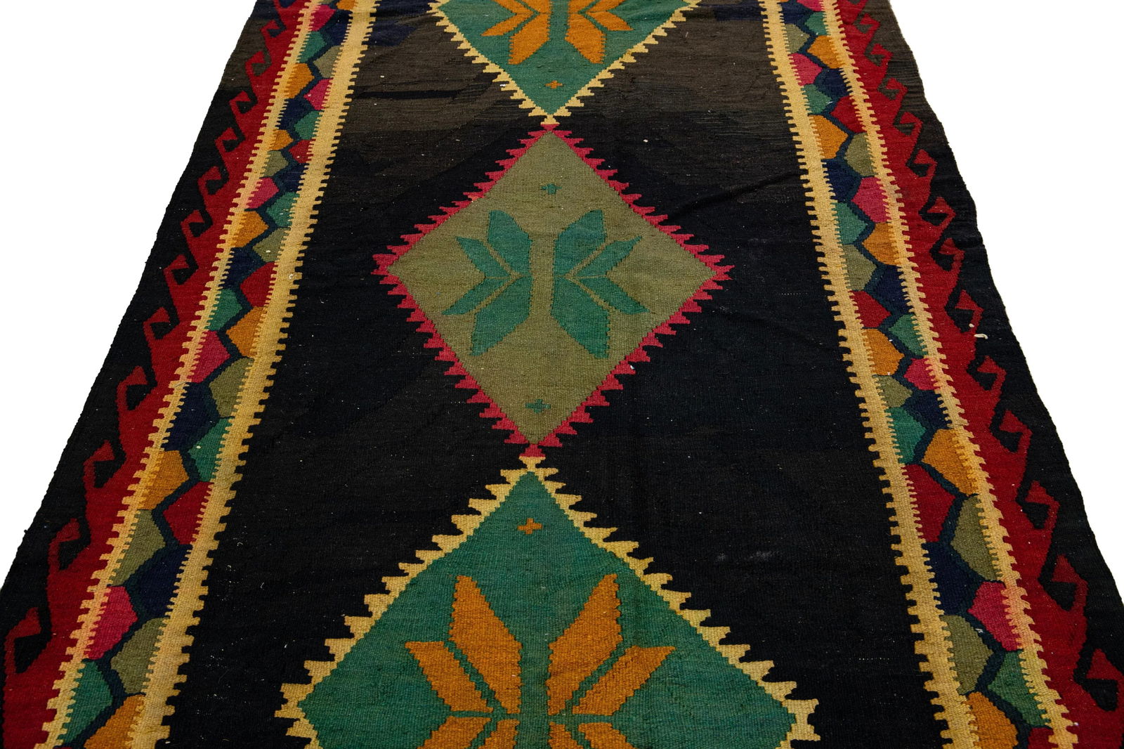 Vintage Kilim Brown Handmade Flatweave Tribal Wool Runner - 3