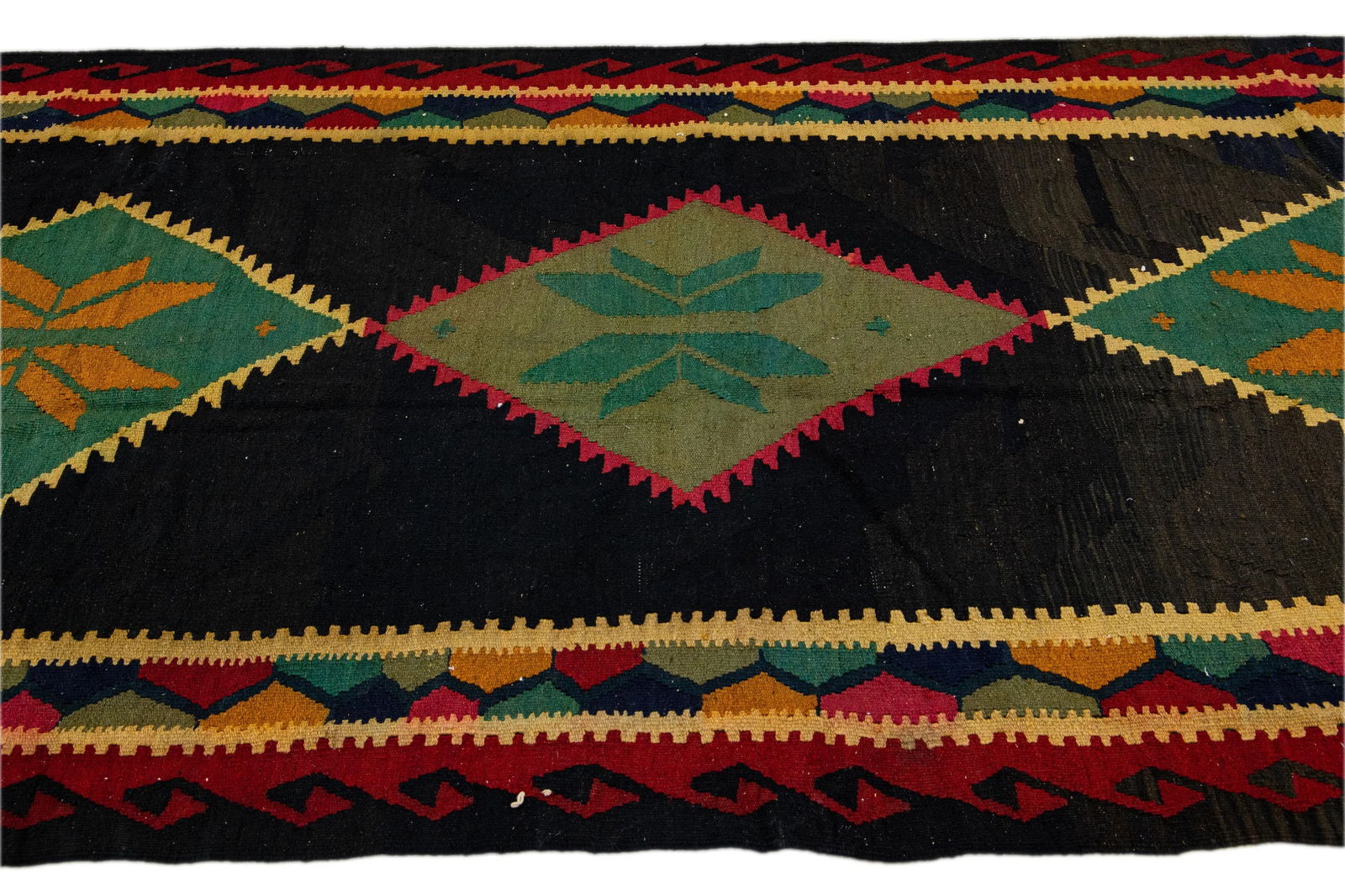 Vintage Kilim Brown Handmade Flatweave Tribal Wool Runner - 5