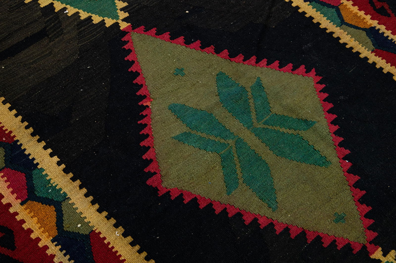 Vintage Kilim Brown Handmade Flatweave Tribal Wool Runner - 8