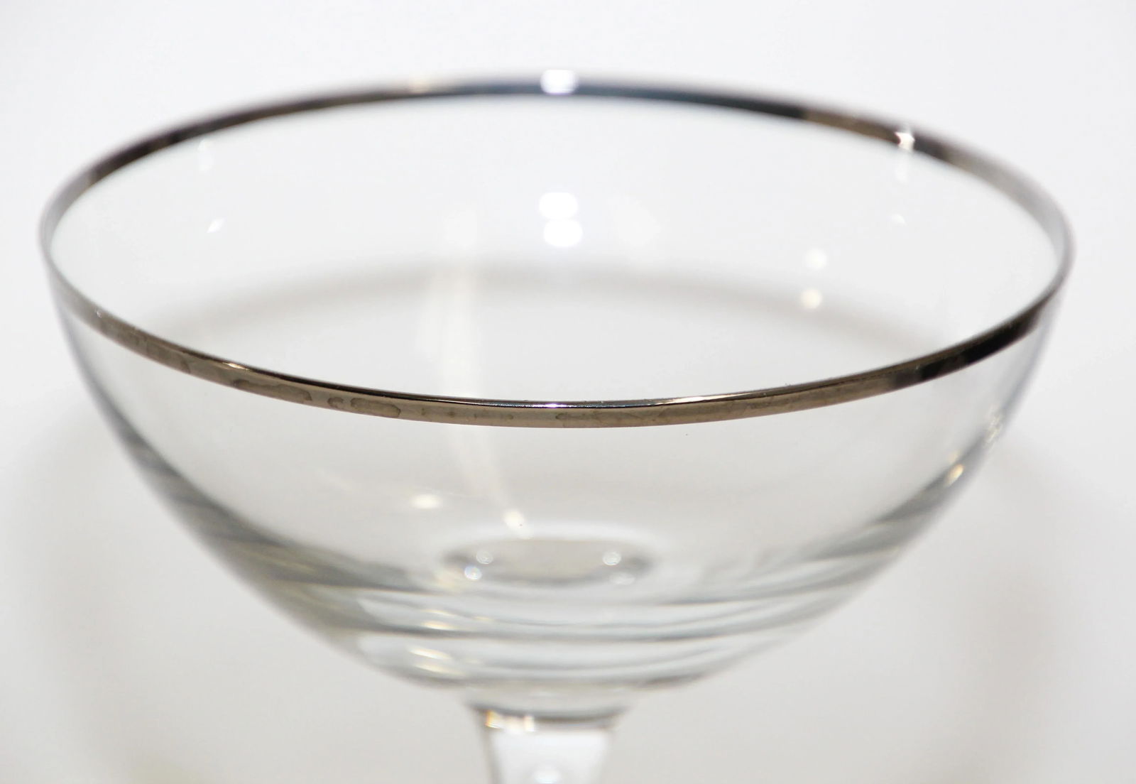 Crystal Footed Champagne Glasses with Silver Rim - Set of 4 - 11