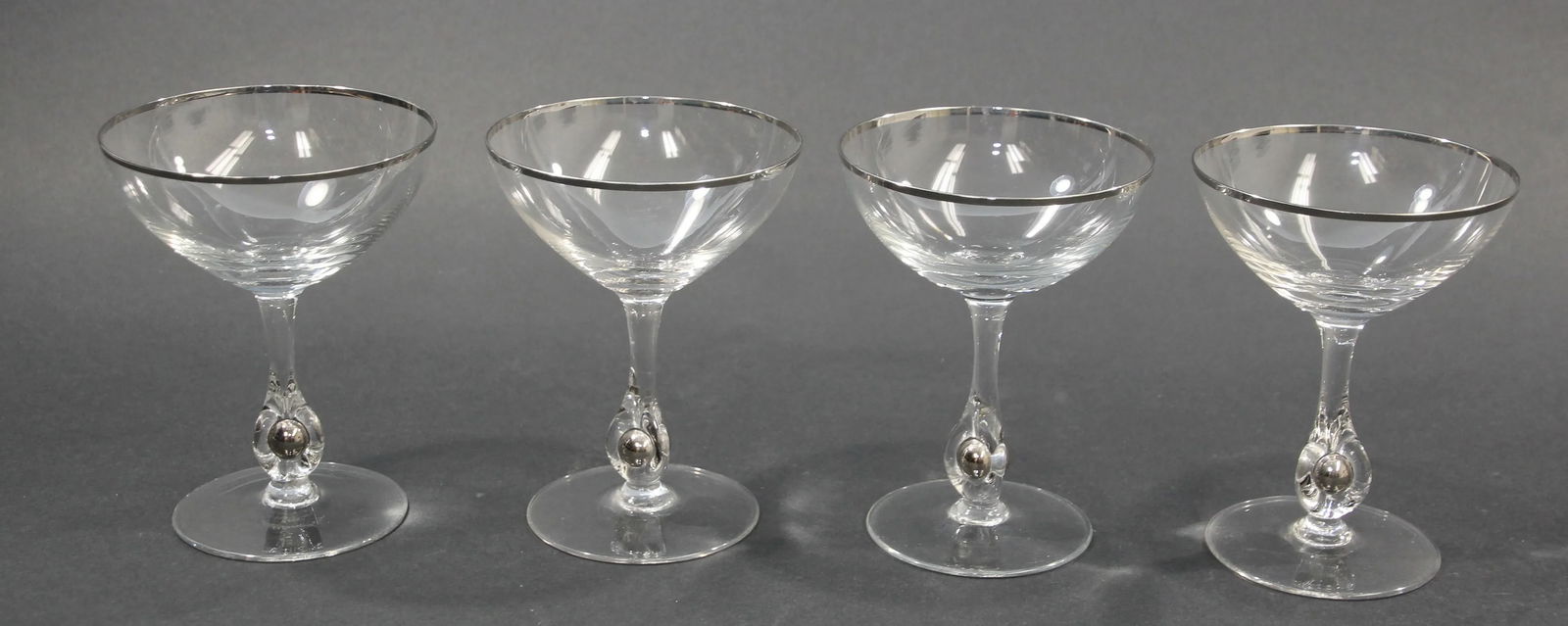 Crystal Footed Champagne Glasses with Silver Rim - Set of 4 - 3