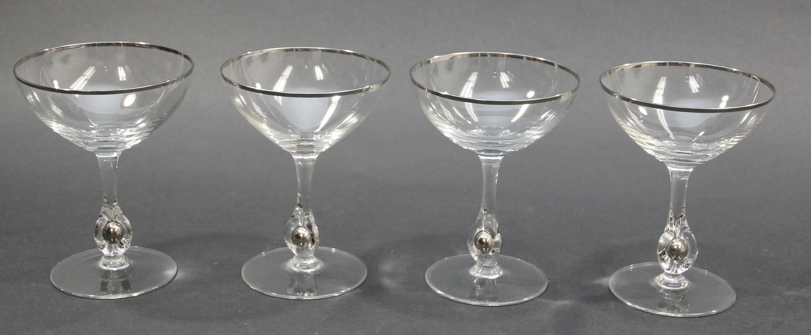 Crystal Footed Champagne Glasses with Silver Rim - Set of 4 - 4