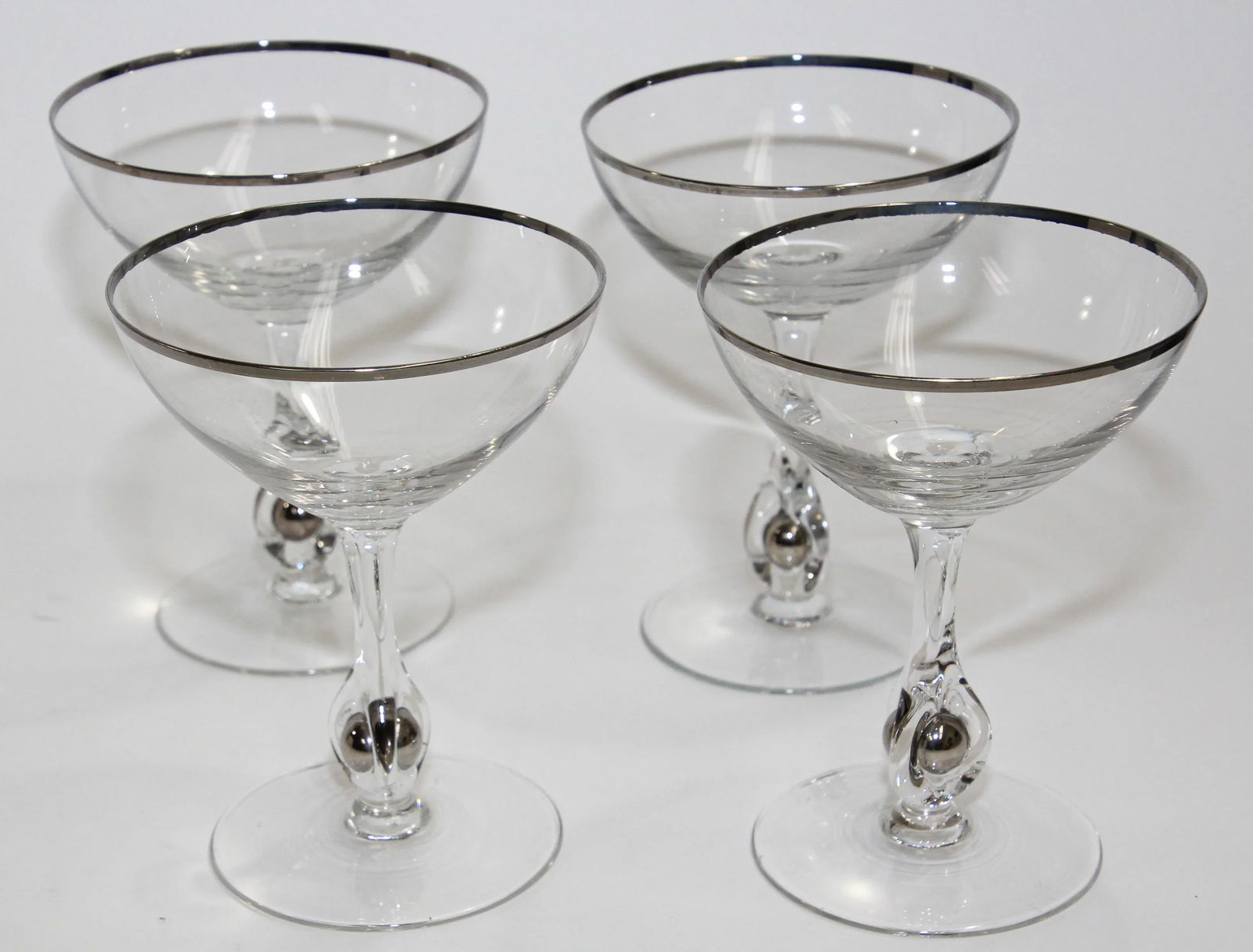 Crystal Footed Champagne Glasses with Silver Rim - Set of 4 - 5