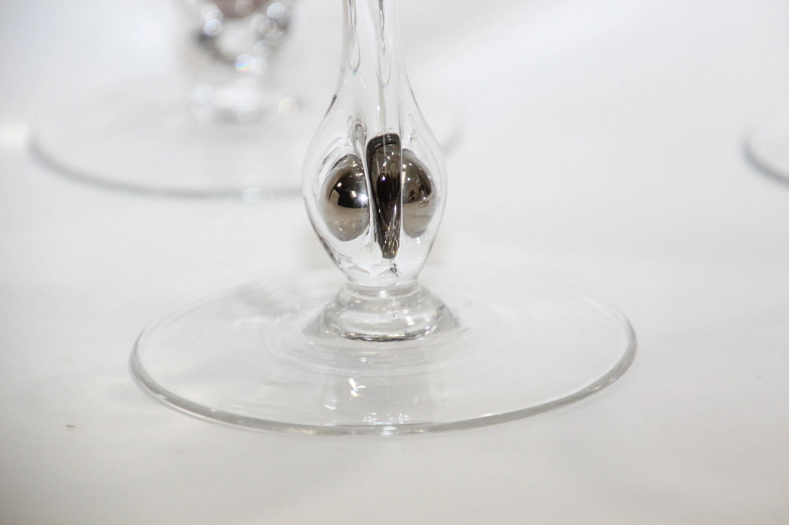 Crystal Footed Champagne Glasses with Silver Rim - Set of 4 - 7