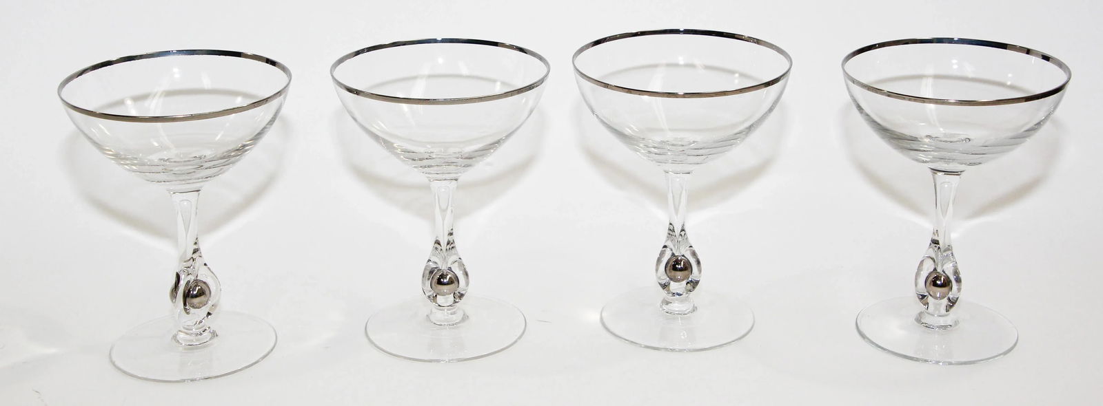 Crystal Footed Champagne Glasses with Silver Rim - Set of 4 - 9