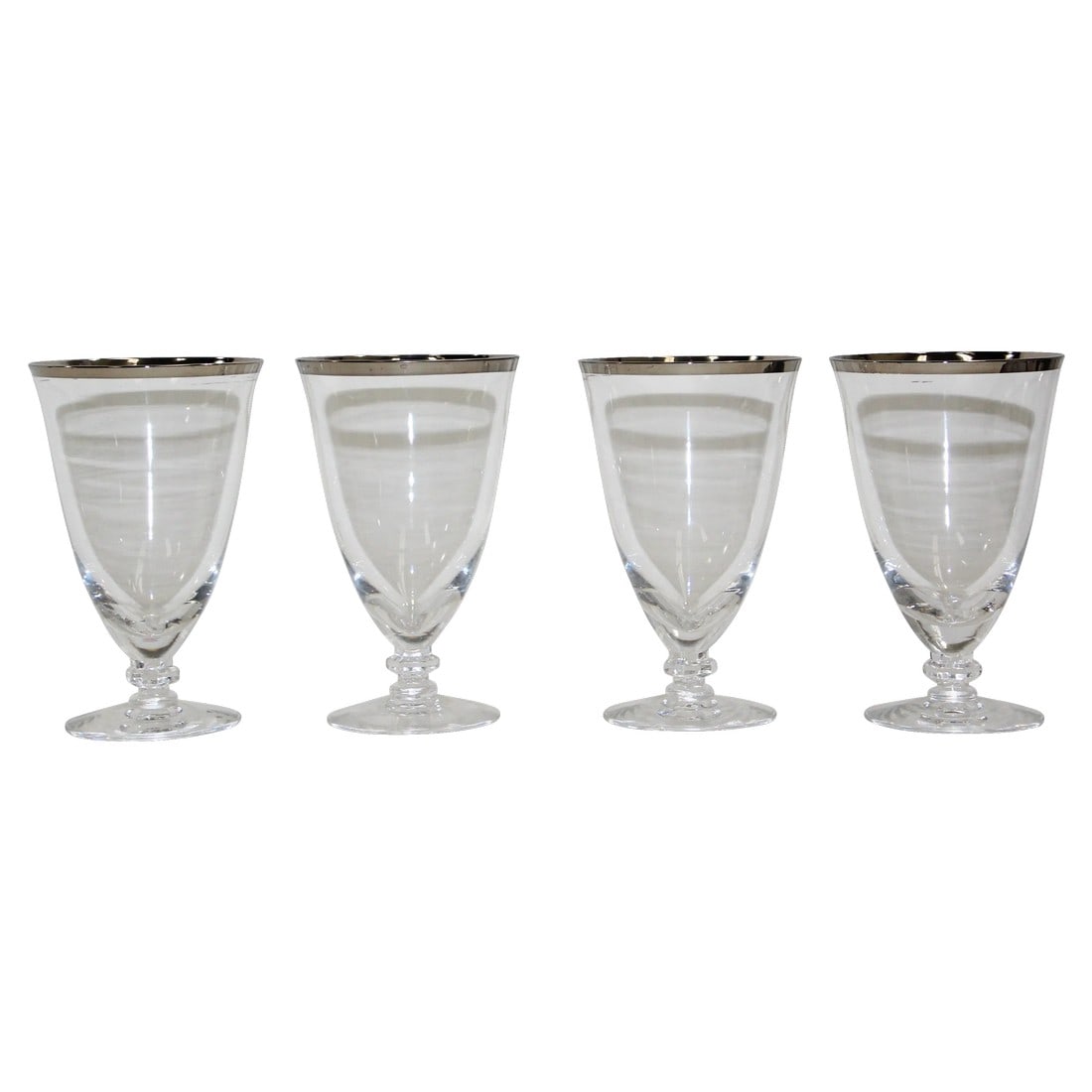 Vintage Crystal Footed Drinking Glasses Silver Rimmed Goblets - Set of 4 (1 of 13)