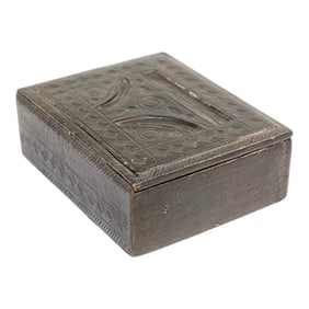 African Tuareg Hand-Tooled Black Leather Box