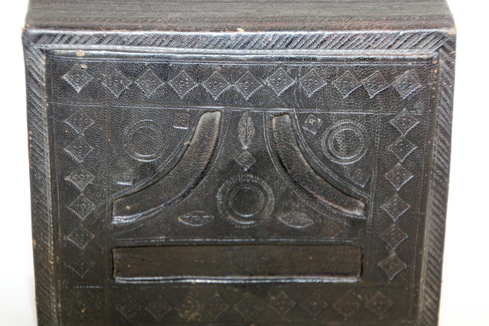 African Tuareg Hand-Tooled Black Leather Box - 9