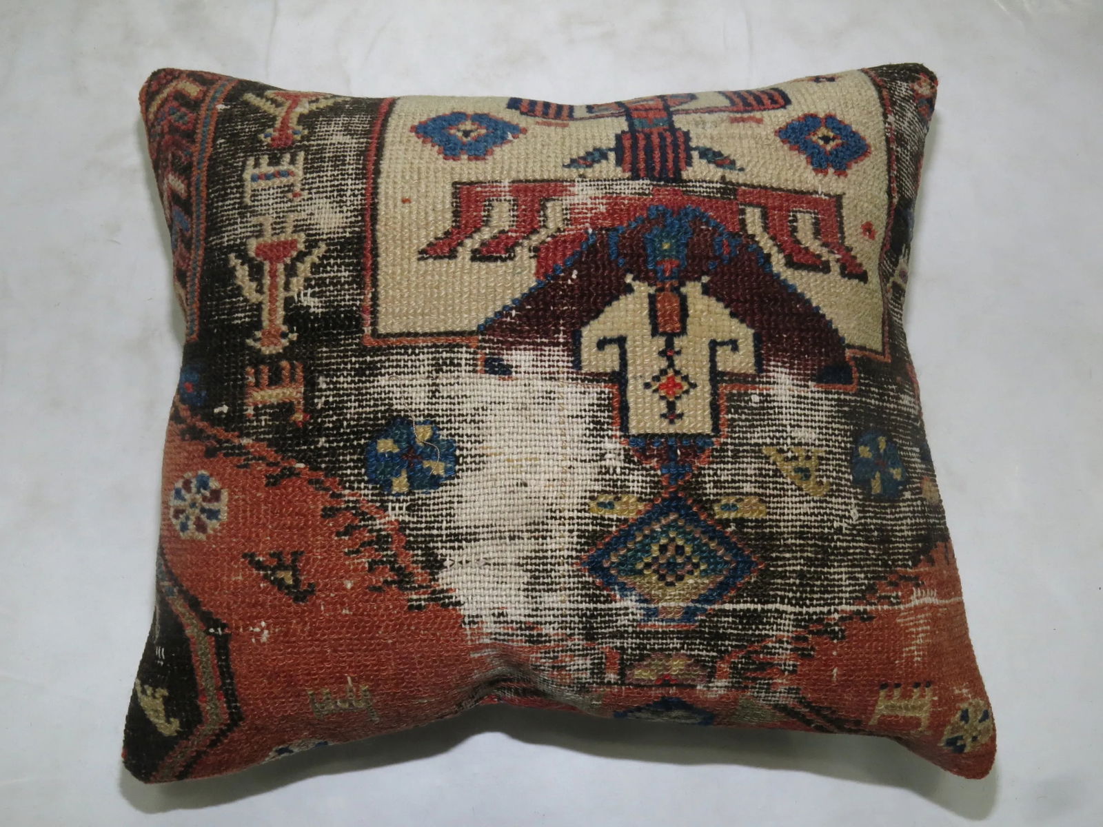 Worn Antique Rug Pillow - 3