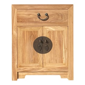 Oriental Natural Tan Light Brown End Table Nightstand Cabinet