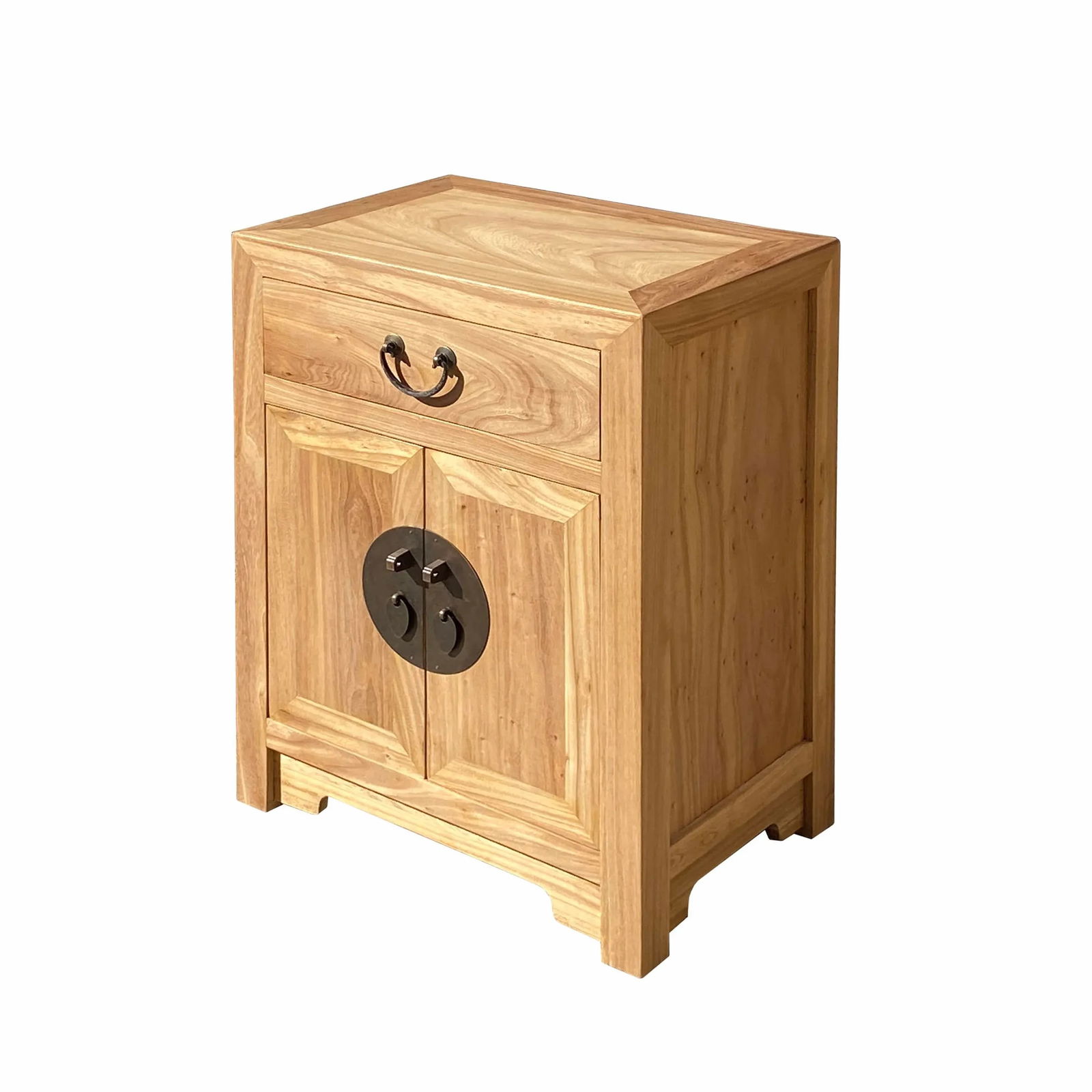 Oriental Natural Tan Light Brown End Table Nightstand Cabinet - 2
