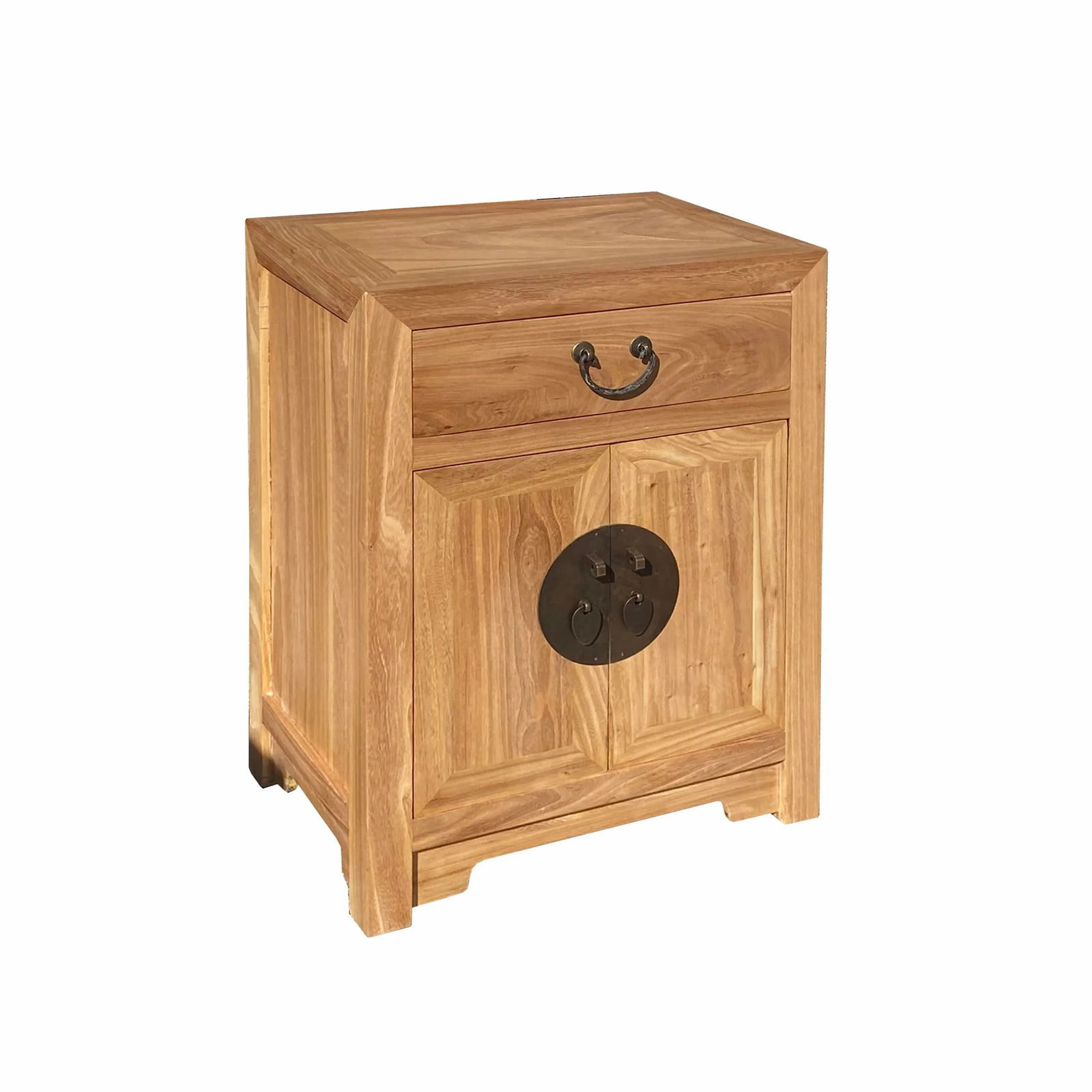 Oriental Natural Tan Light Brown End Table Nightstand Cabinet - 3