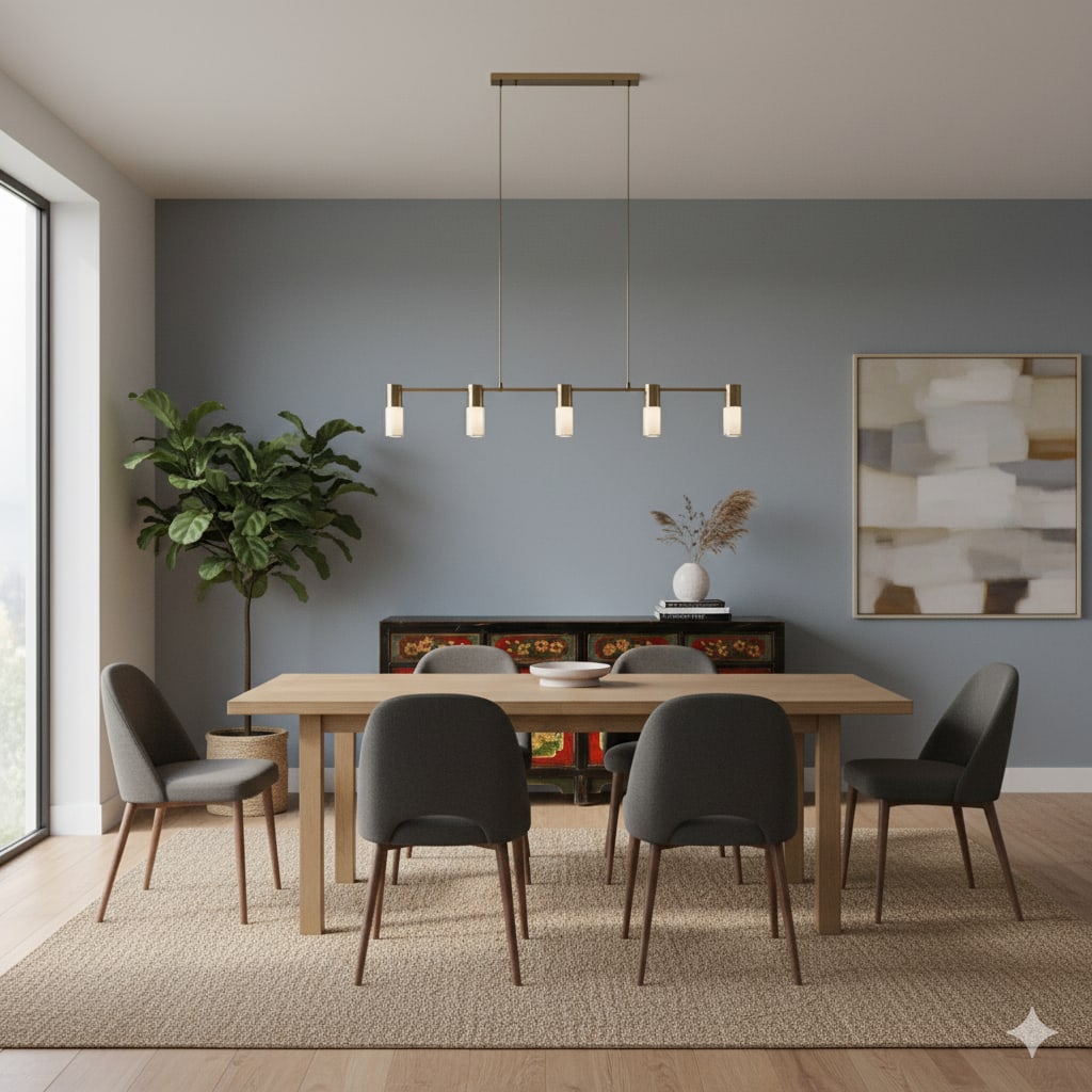 1950s Vintage Oriental Blue Fishes Graphic Sideboard Console Table Cabinet - 9