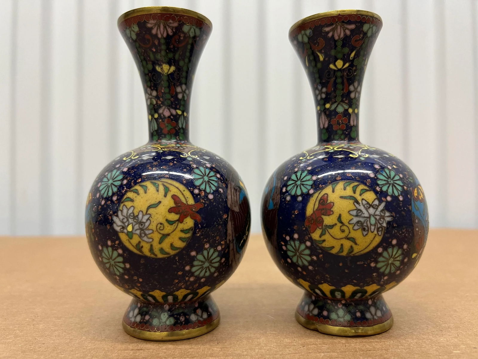 Late 19th Century Antique Miniature Japanese Cloisonne Peacock Form Cloisonné Vases - a Pair - 2