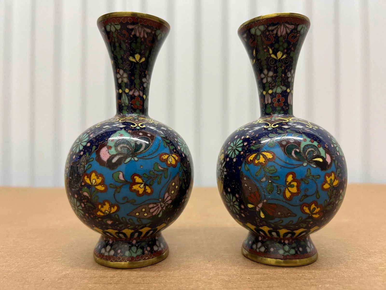 Late 19th Century Antique Miniature Japanese Cloisonne Peacock Form Cloisonné Vases - a Pair - 3