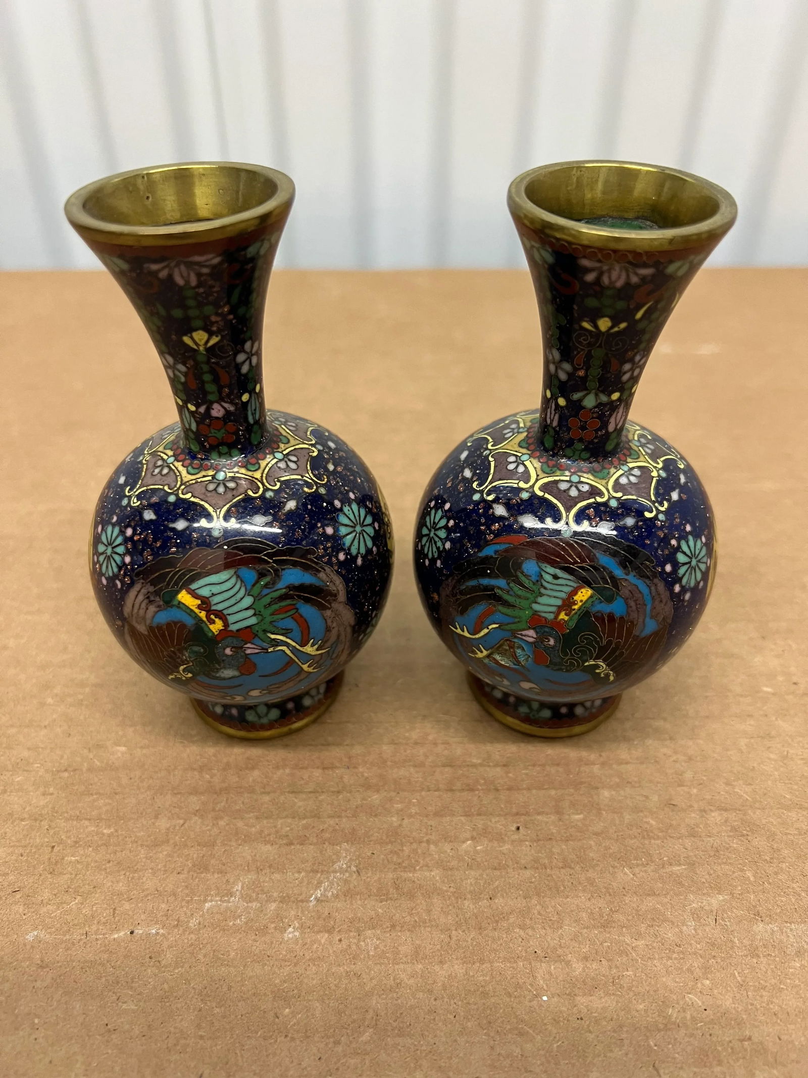 Late 19th Century Antique Miniature Japanese Cloisonne Peacock Form Cloisonné Vases - a Pair - 4