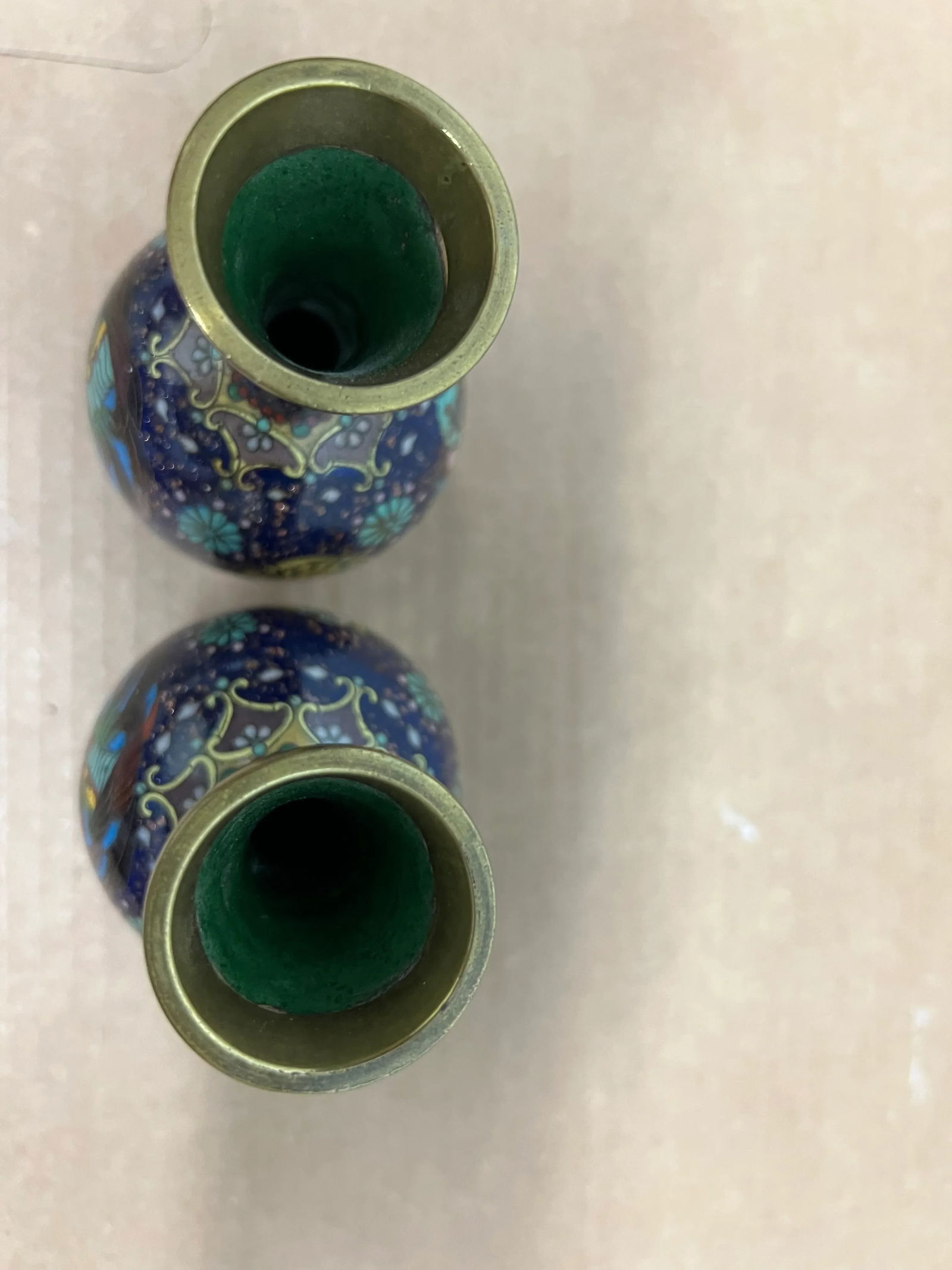 Late 19th Century Antique Miniature Japanese Cloisonne Peacock Form Cloisonné Vases - a Pair - 5