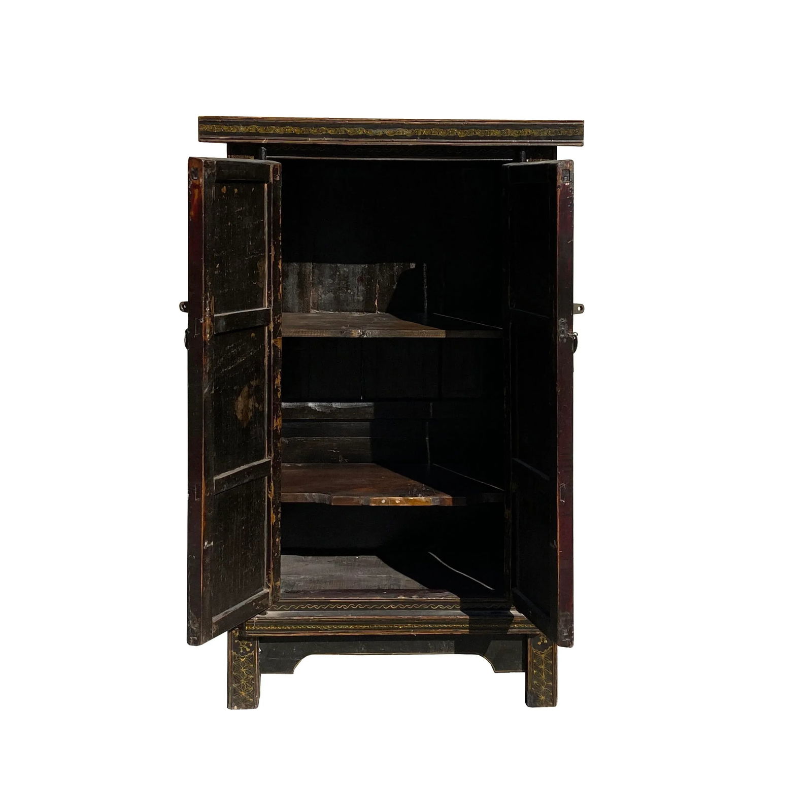 1980s Chinese Vintage Distressed Color Scenery Graphic Dresser Cabinet - 4