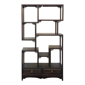 Chinese Brown Stain Treasure Display Curio Cabinet Room Divider