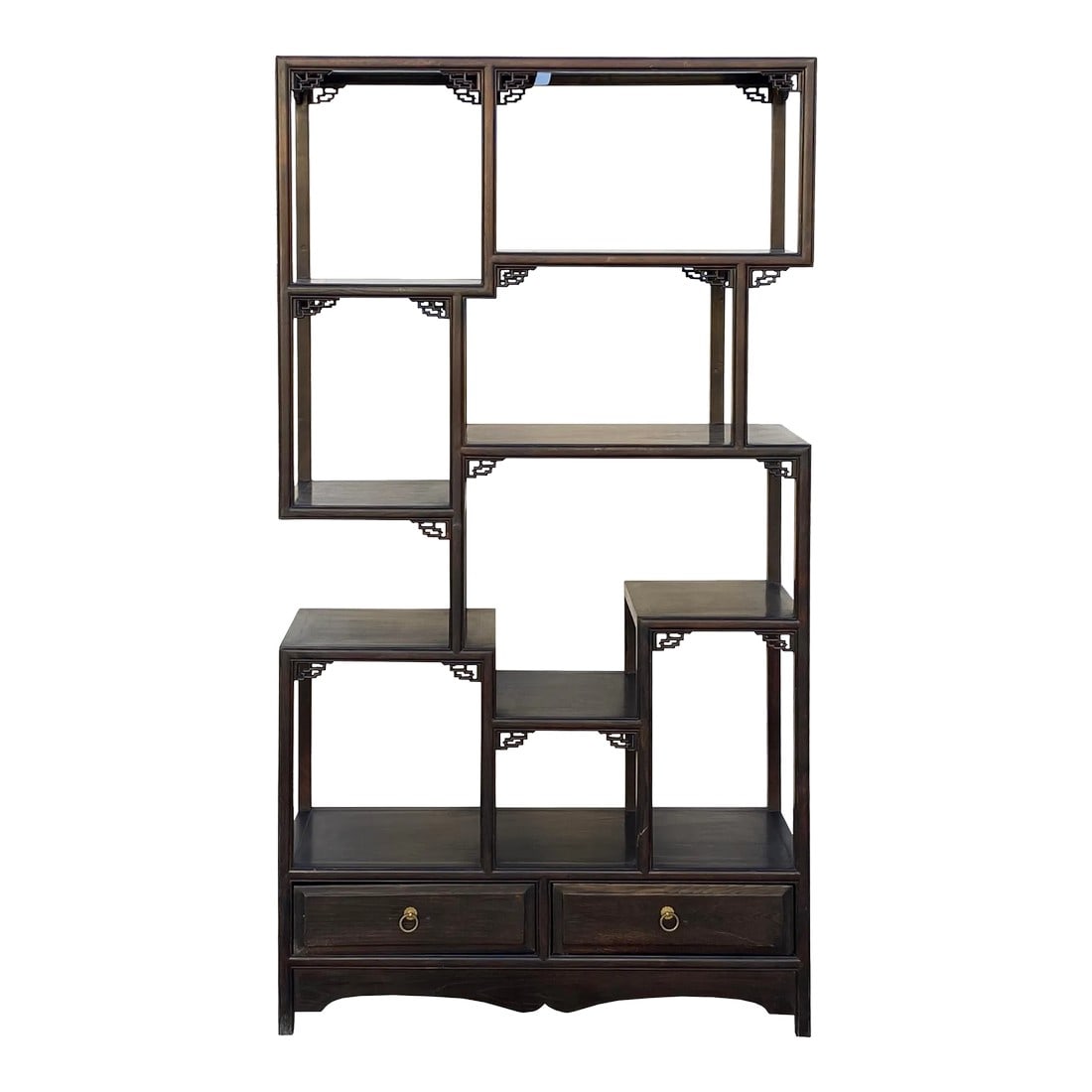 Chinese Brown Stain Treasure Display Curio Cabinet Room Divider (1 of 8)