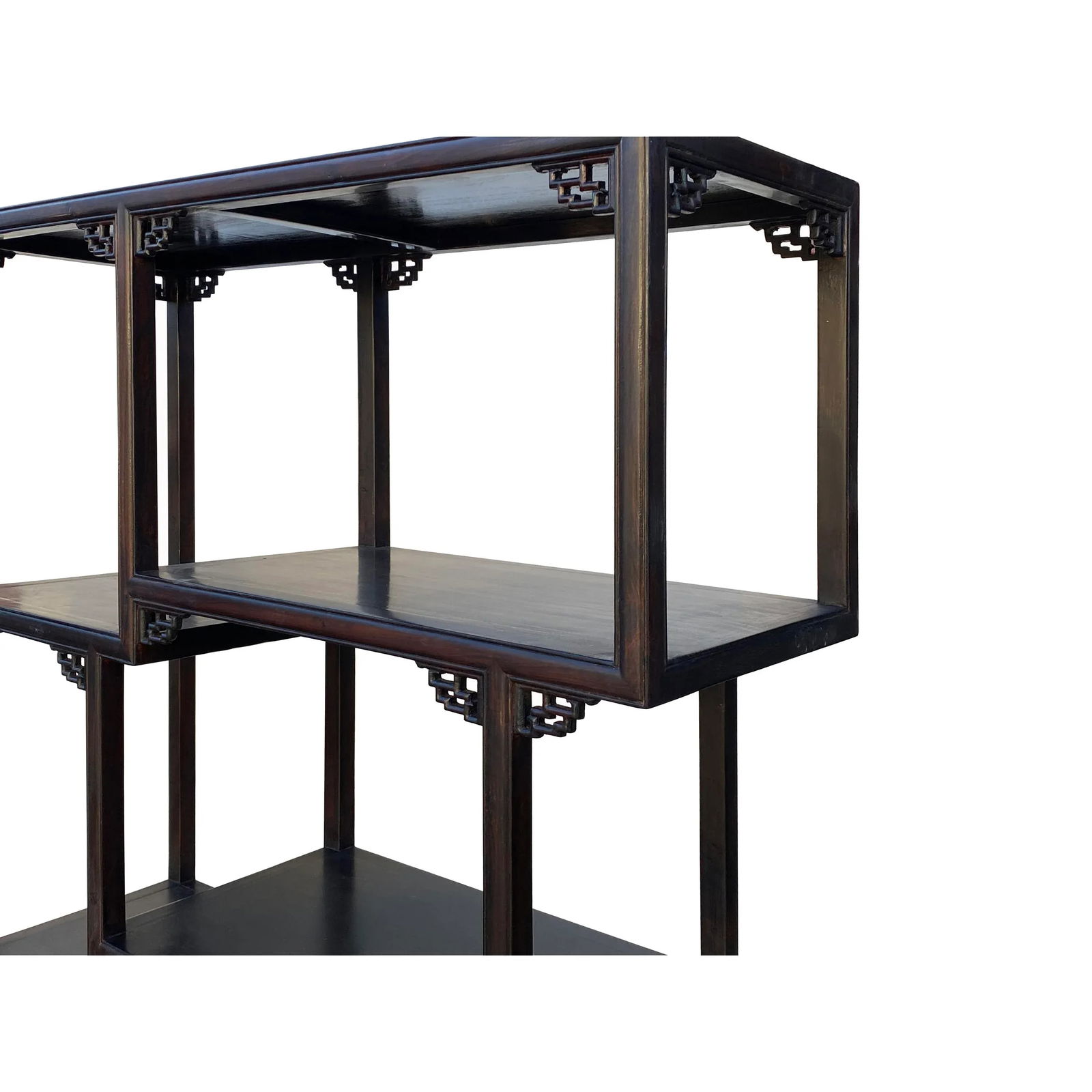 Chinese Brown Stain Treasure Display Curio Cabinet Room Divider - 4