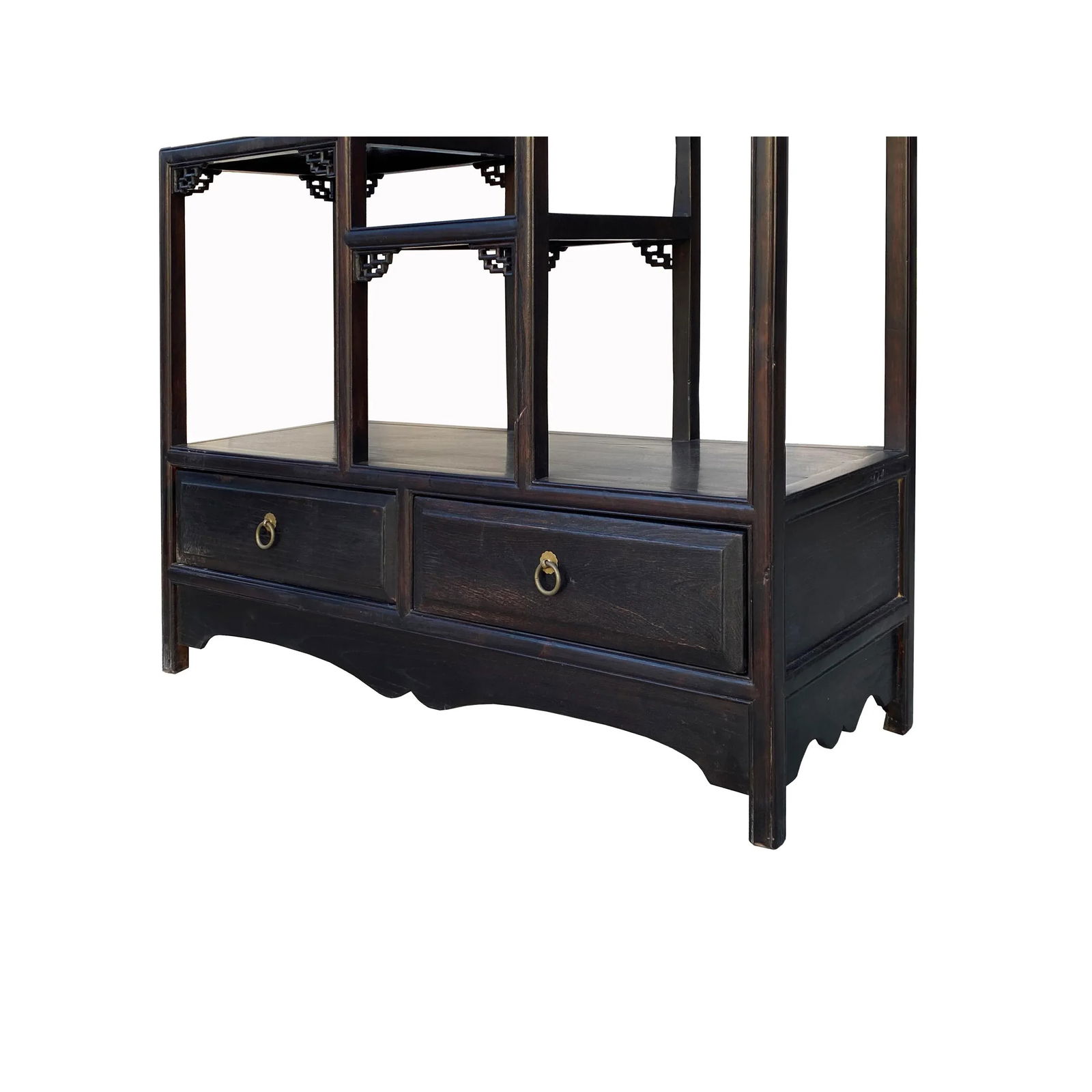 Chinese Brown Stain Treasure Display Curio Cabinet Room Divider - 5